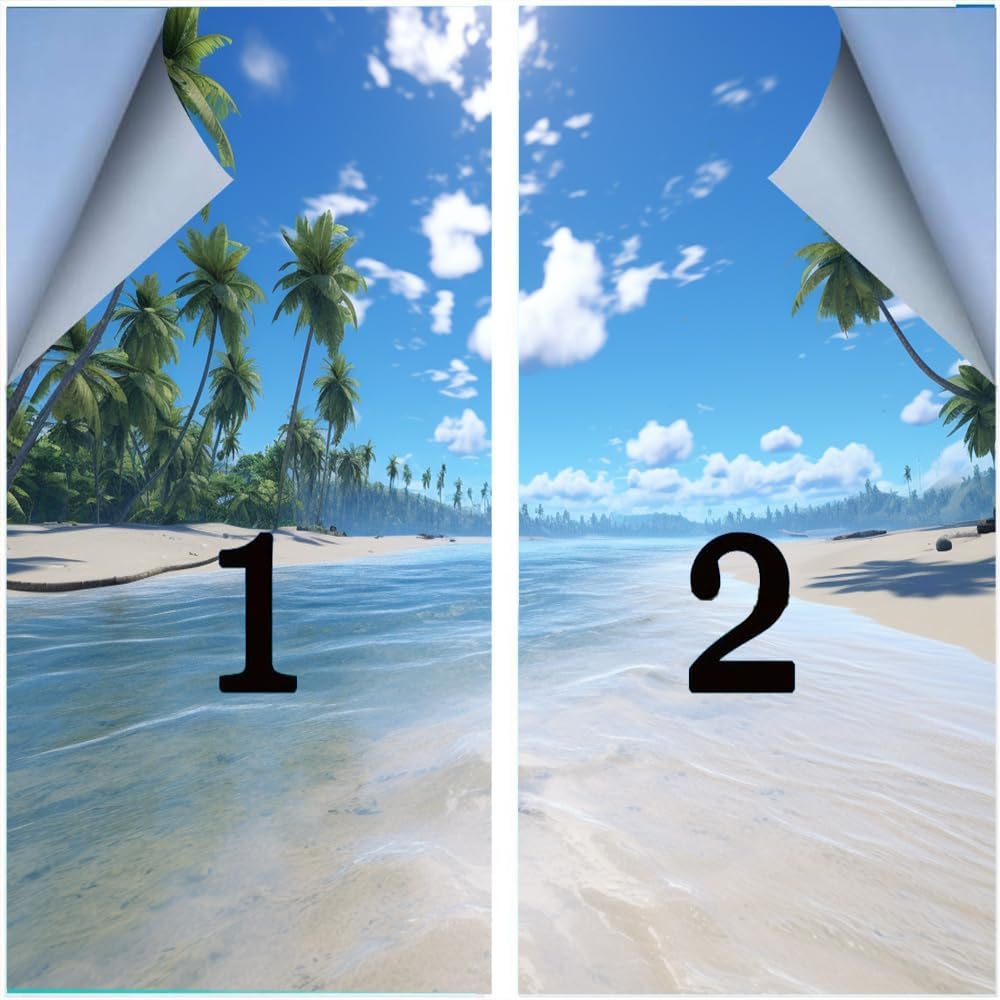 Película de privacidad para ventana, paisaje marino tropical, palmeras de playa, imagen moderna, vitrales, sin pegamento, película estática para