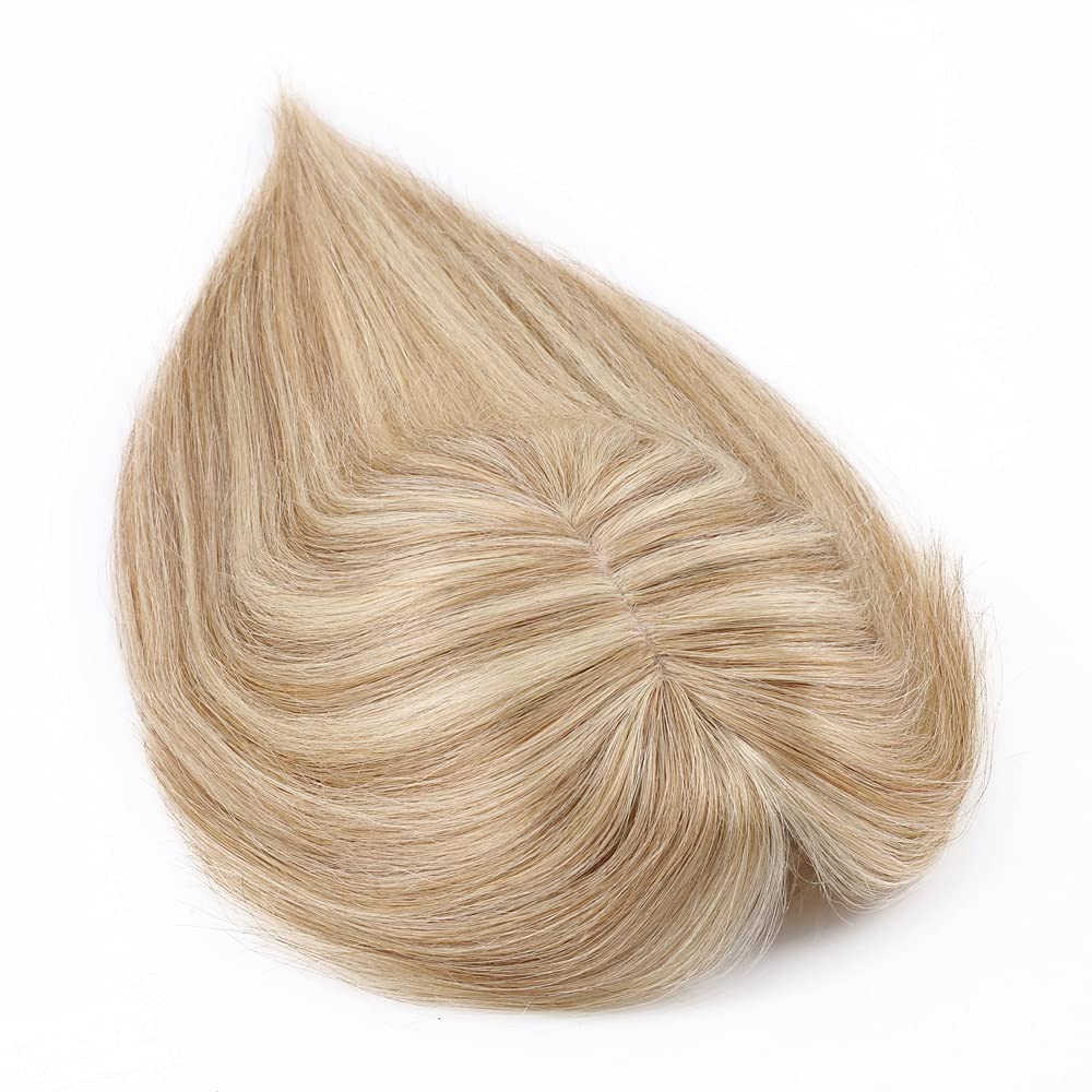 Hairro Extensiones de cabello humano con flequillo, extensiones de cabello virgen Remy con clip para mujer, base de seda de 2.8 x 5.1 pulgadas para