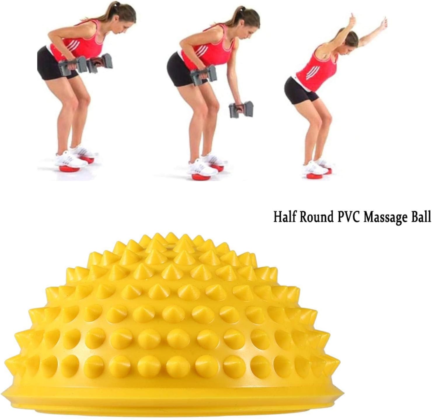 Bola de masaje de pies, semiredonda de PVC con pinchos para pies, cúpula de terapia de equilibrio para yoga, fitness, ejercicio, gimnasio masajeador