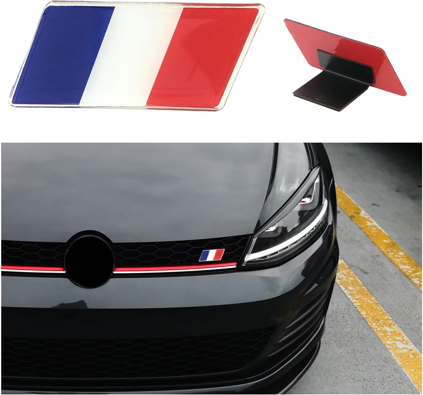 Emblema de bandera de Francia 3D con soporte de montaje en forma de L, emblema de insignia de guardabarros delantero automático, decoración de