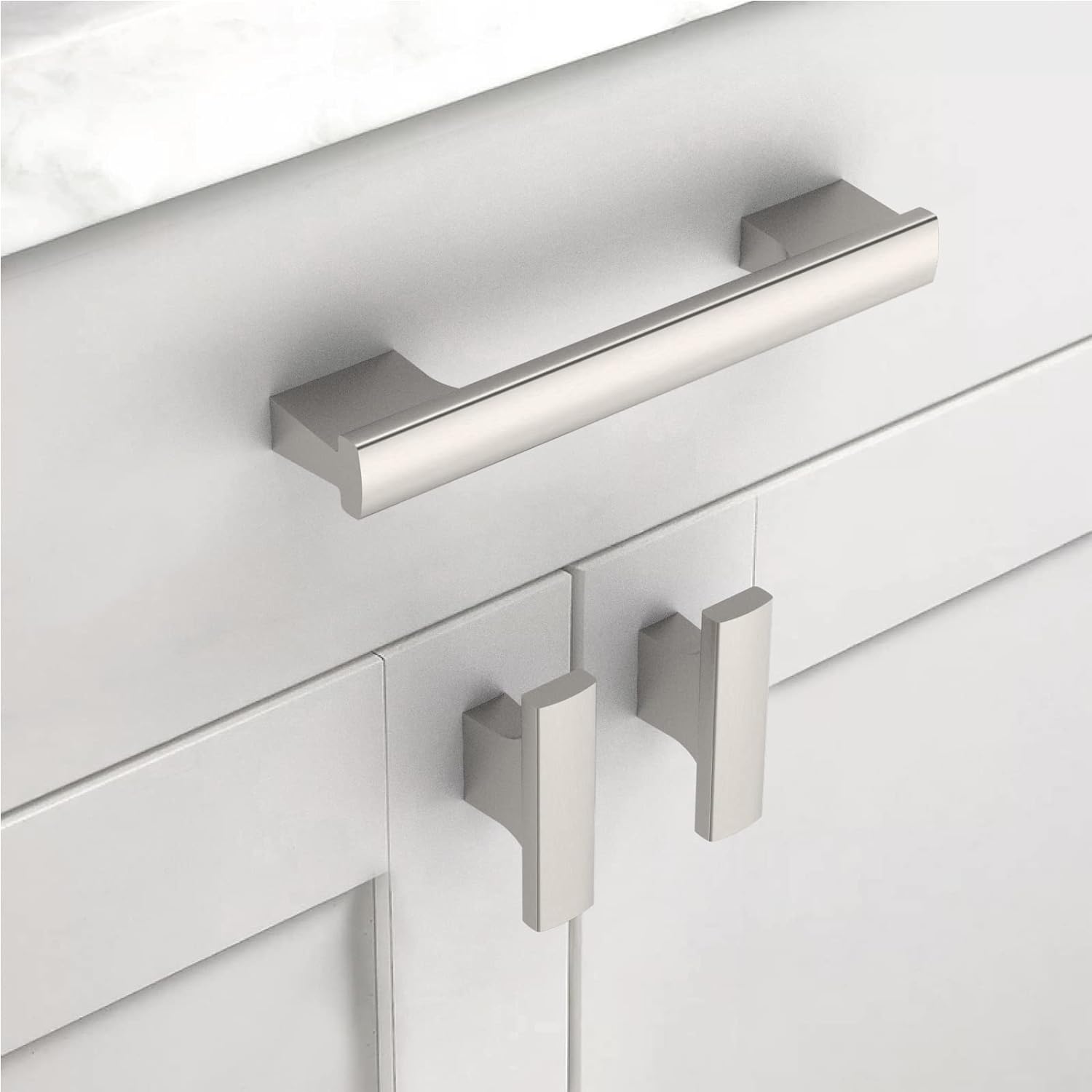 Asidrama Paquete de 10 manijas de gabinete de cocina de níquel satinado cepillado de 3.75 pulgadas (3.780 in), tiradores de gabinete, accesorios de