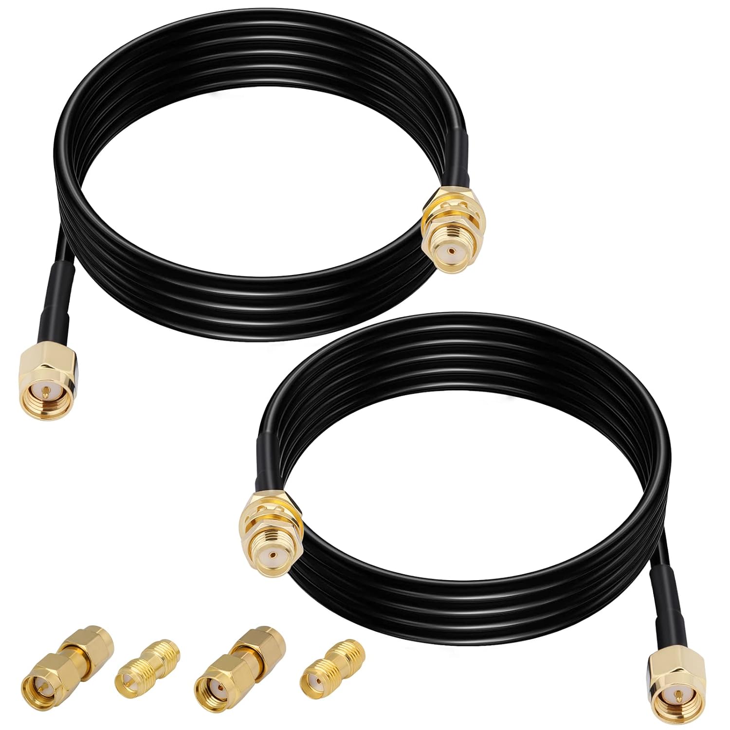 Cable de antena SMA RG174 Cable coaxial Paquete de 2 unidades de 10 pies SMA hembra a SMA macho Bulkhead Add-on SMA a SMARPSMA Kit adaptador para