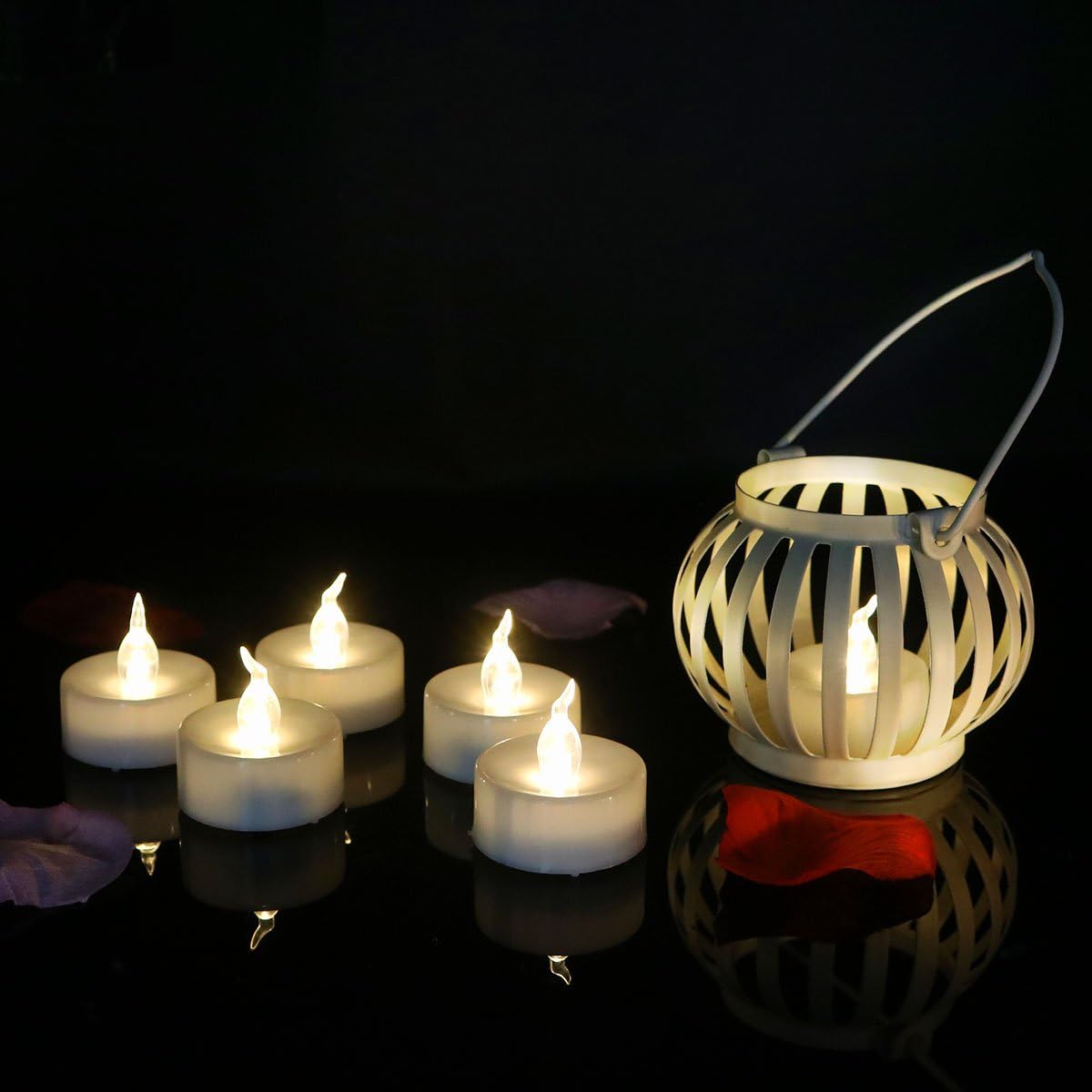 24 velas de té LED parpadeantes con función de temporizador (6 horas encendidas, 18 horas apagadas), velas de Navidad sin llama, velas de té que
