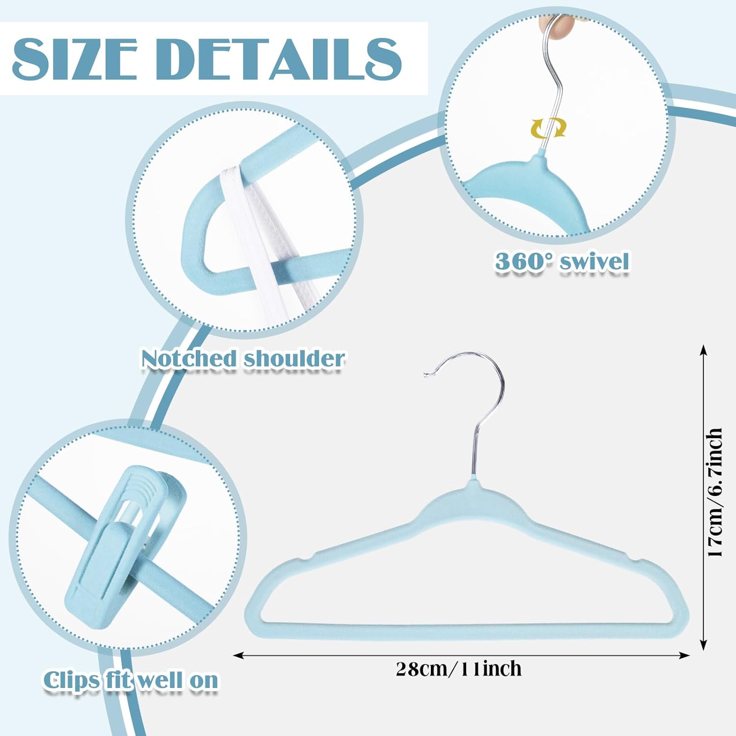 100 perchas de terciopelo para bebés de 11 pulgadas, antideslizantes para niños, perchas de terciopelo antideslizantes de 11 pulgadas y clip de