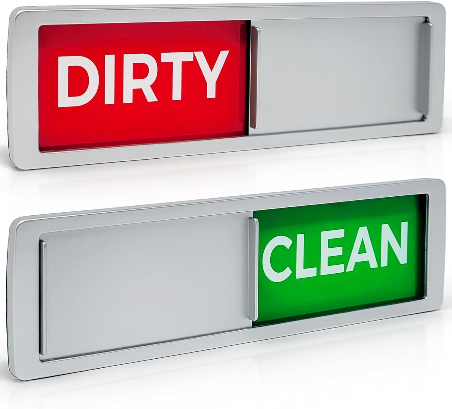 Stackd – Imán para lavavajillas con texto en inglés “Clean Dirty”, fácil de leer y deslizar, indicador de imán fuerte sin arañazos con adhesivos