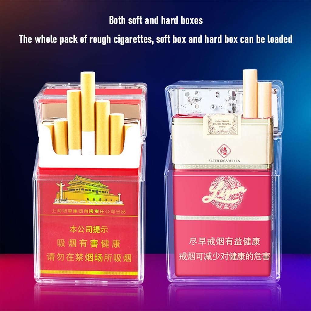 Estuche de cigarrillos transparente con encendedor, 20 cigarrillos regulares, encendedores USB, 2 en 1, transparente, extraíble, portátil, el mejor