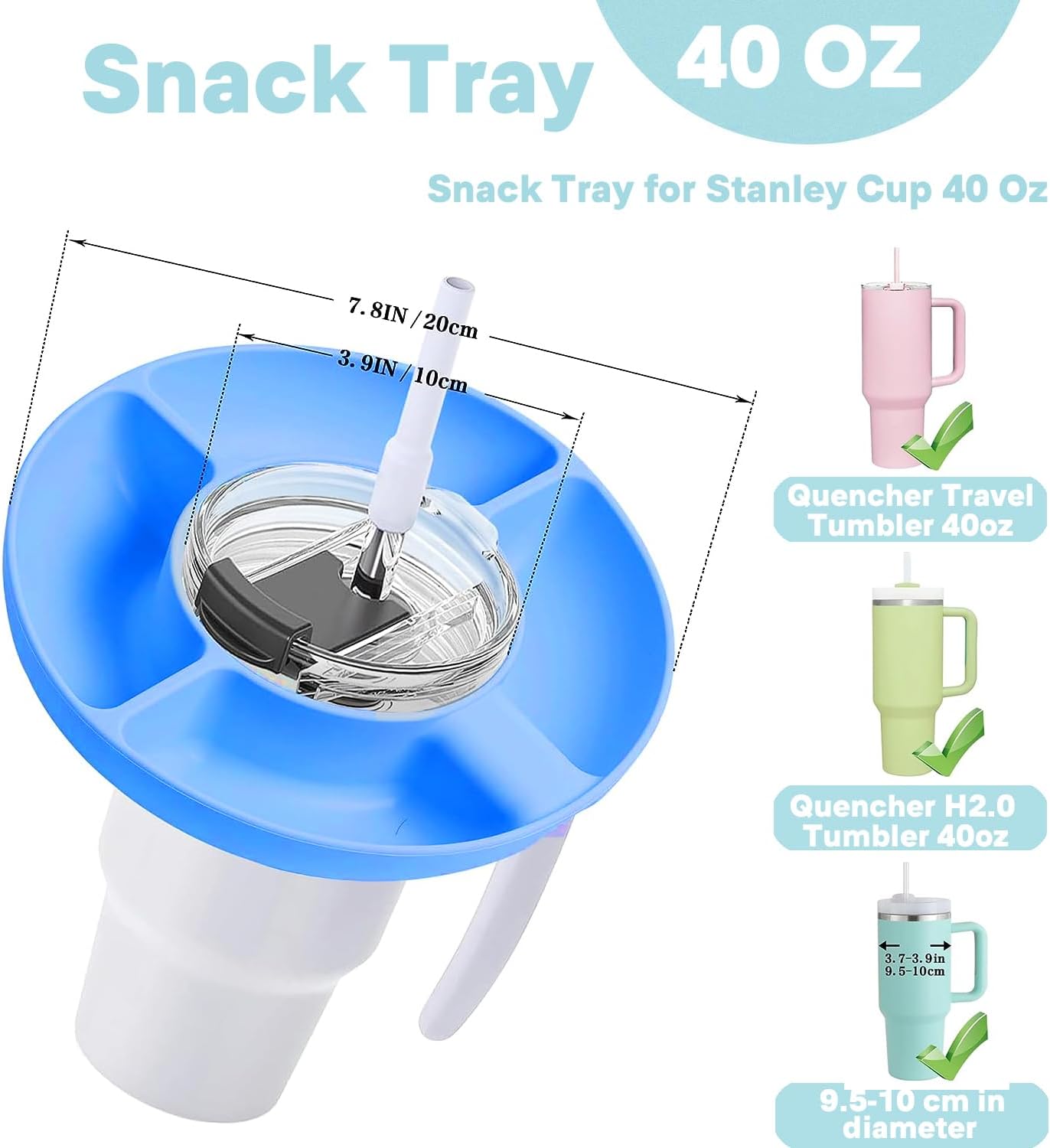 Atifer Tazón de aperitivos para taza Stanley, accesorios para bandeja de aperitivos Stanley, accesorios reutilizables para bandeja de aperitivos