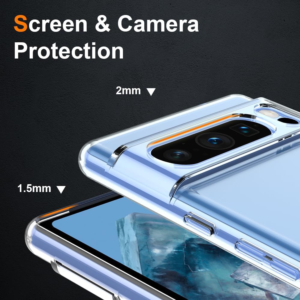 bokoo Funda transparente para Google Pixel 8 Pro. Fundas protectoras de silicona TPU de plástico transparente para Google Pixel 8 Pro agarre delgado