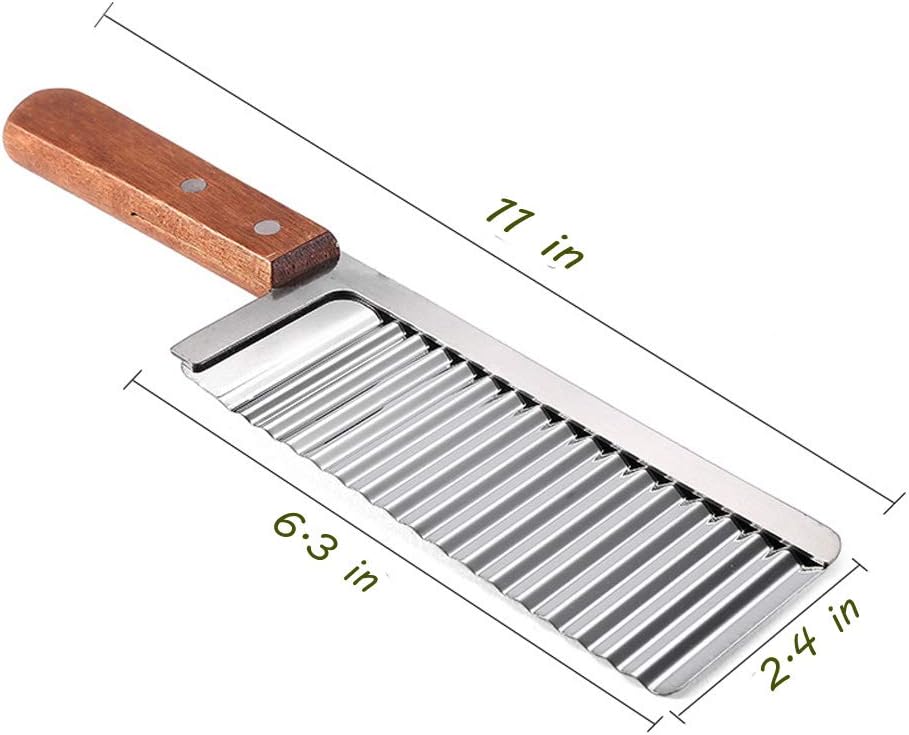 ZOSTLAND Cortador ancho de acero inoxidable, cuchillo para picar ensalada de verduras, herramienta de corte para cortar papas fritas, cuchillo