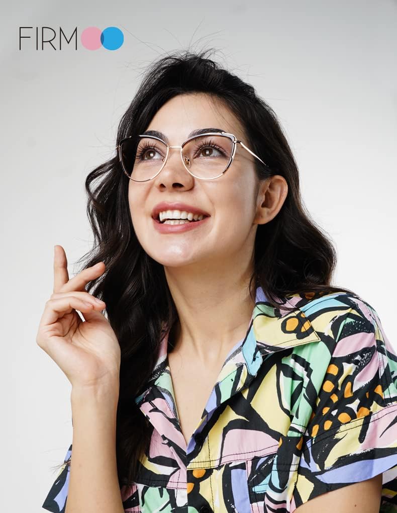Firmoo Lentes de bloqueo de luz azul, antifatiga ocular, anti dolor de cabeza, corte UV, gafas de lectura para computadora Cateye con aumento