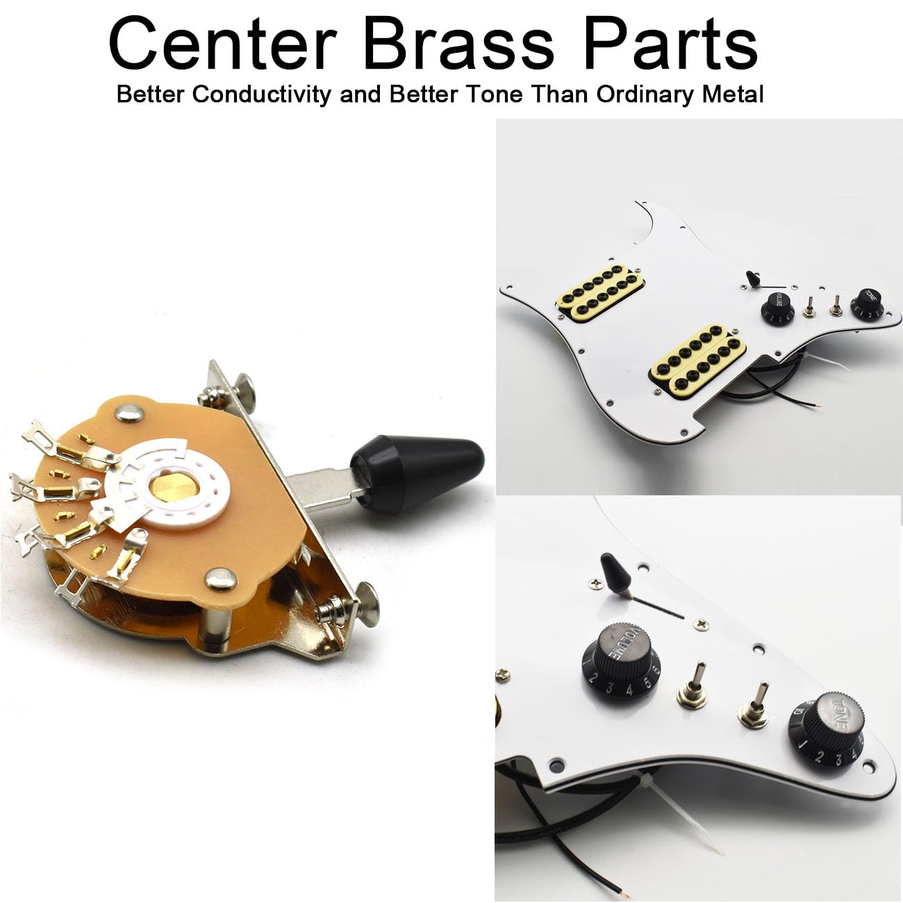 Interruptor selector de pastilla de 3 vías para guitarra eléctrica, con perilla negra, blancaamarilla para guitarra eléctrica Fender de 8 patas (3