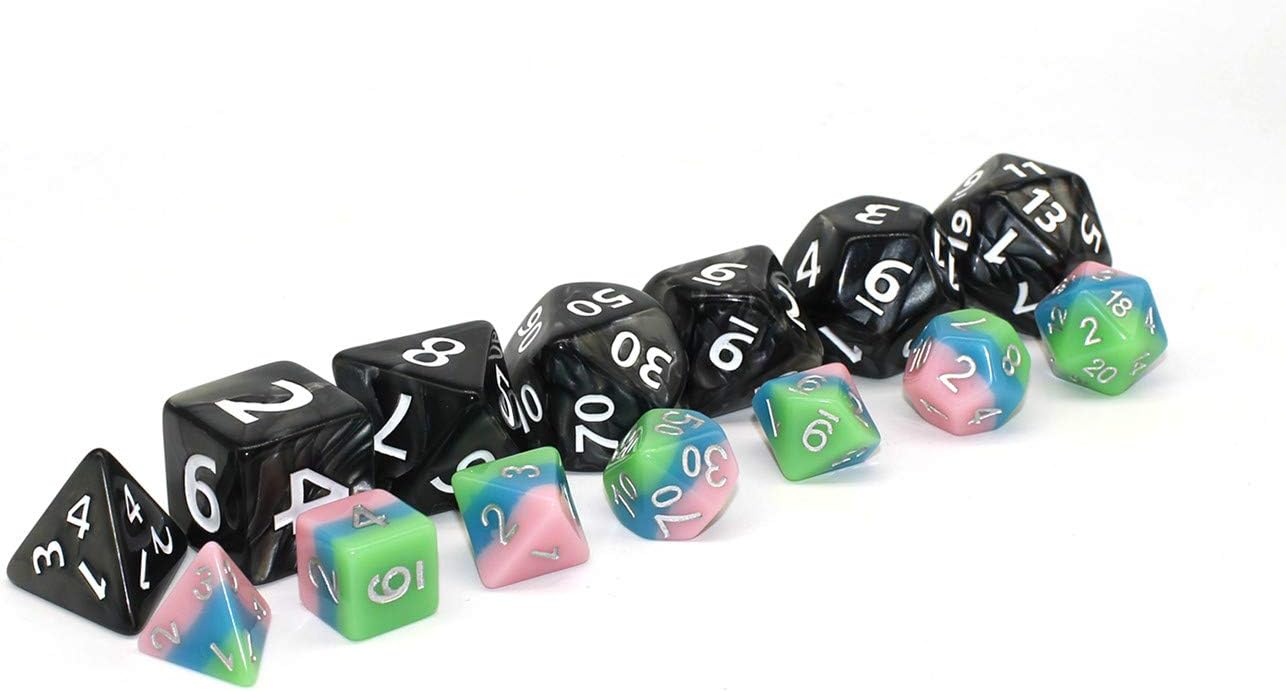 Dados – Juego de dados DND de 0.984 in, dados RPG para Calabozos y Dragones, D&D Pathfinder MTG, dados gigantes poliédricos negros con bolsa de dados