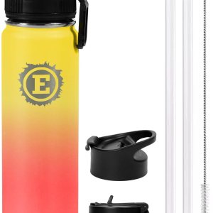 Eclipse Botella de agua deportiva  3 tapas  Tapa con popote, tapa abatible y tapa para beber con asa  Aislamiento de acero inoxidable a prueba de Eclipse Botella de agua deportiva  3 tapas  Tapa con popote, tapa abatible y tapa para beber con asa  Aislamiento de acero inoxidable a prueba de
