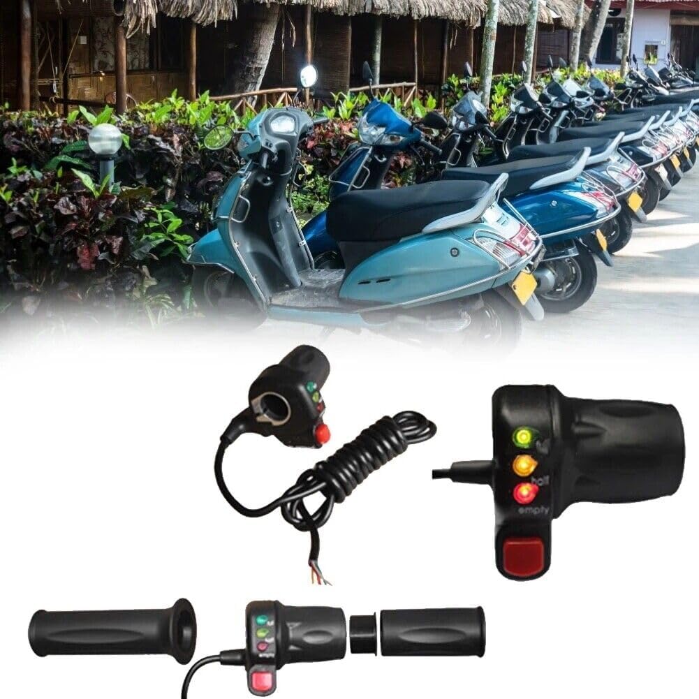 Empuñadura de acelerador de bicicleta eléctrica, 36V48V Scooter eléctrico con mango dividido de 3 velocidades de giro con pantalla de potencia de 3