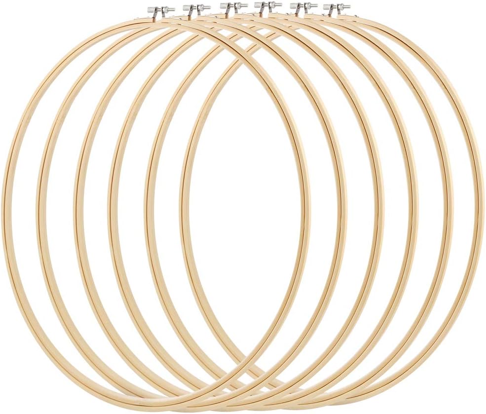 Caydo 6 aros de bordado de 16 pulgadas, anillo de aro de punto de cruz para arte, manualidades, costura práctica, decoración de corona de boda y