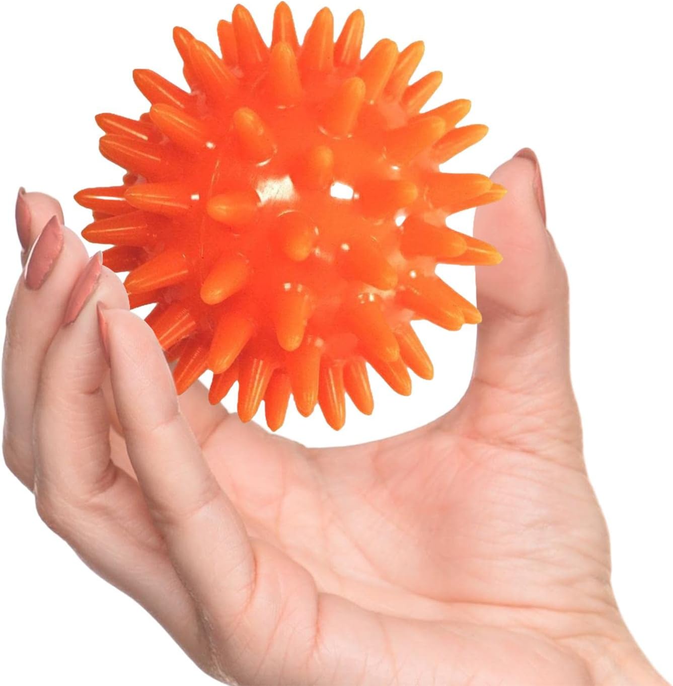 Esquirla Bola de masaje con pinchos, bola de ejercicio de 2.4 in de diámetro, tamaño de bolsillo, bola de masaje de pies, rodillo de masaje con púas