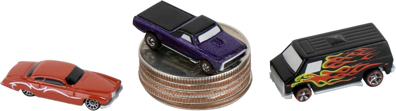 Worlds Smallest Hot Wheels Series 8 Paquete de 3 coches  Fleetside personalizado 1968  Fish’d & Chip’d 2003-70s Van 1975