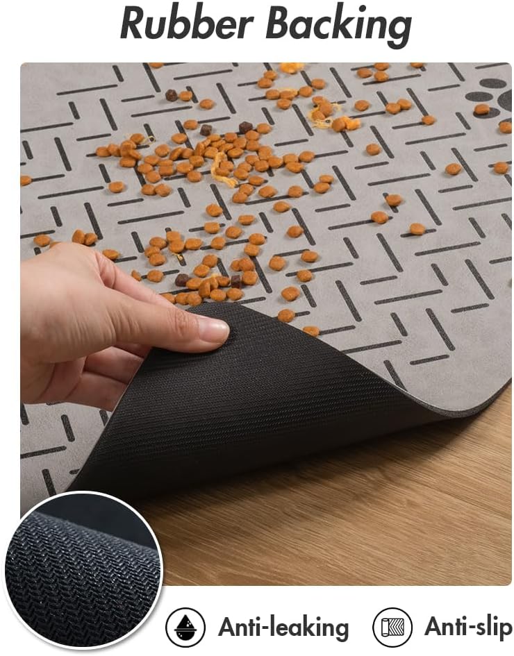 MontVoo -Tapete absorbente para alimentación de mascotas-Tapete de secado rápido para perros sin manchas para comida y agua-Tapete de goma para