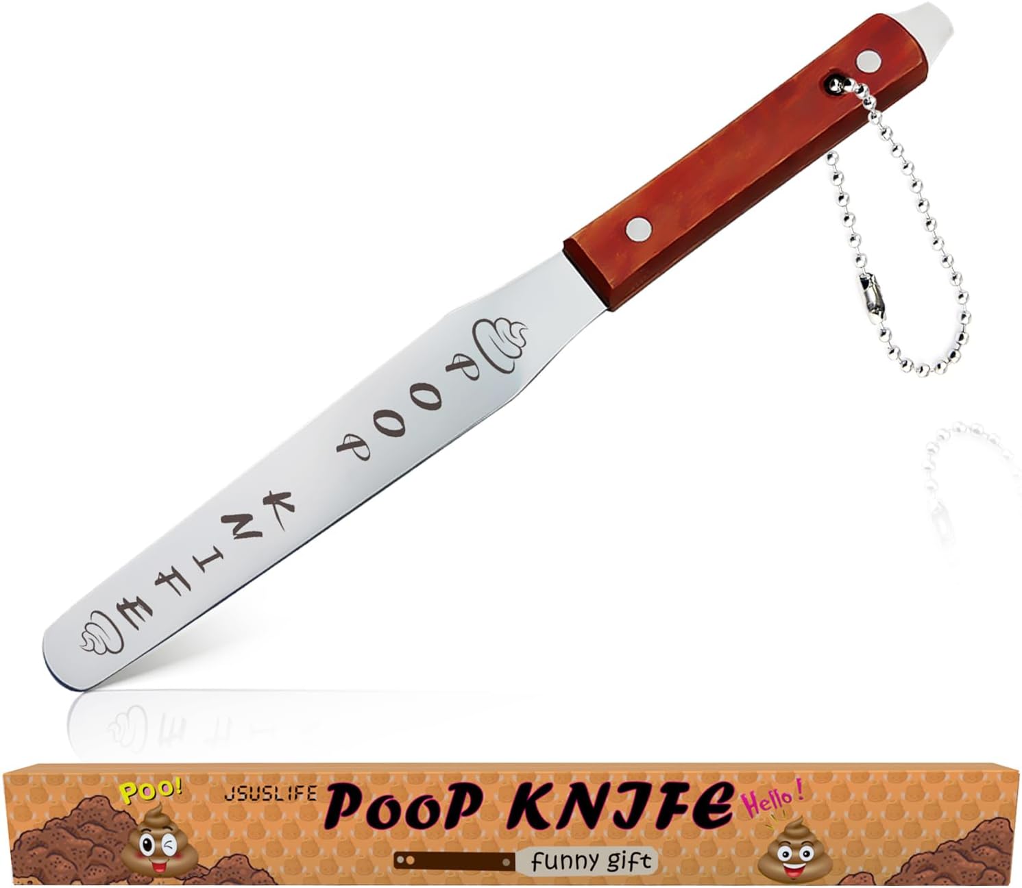 Cuchillo para excrementos, cuchillo de metal duradero de 12 pulgadas para bloque de inodoro, mango de madera extra largo, broma, divertido regalo de