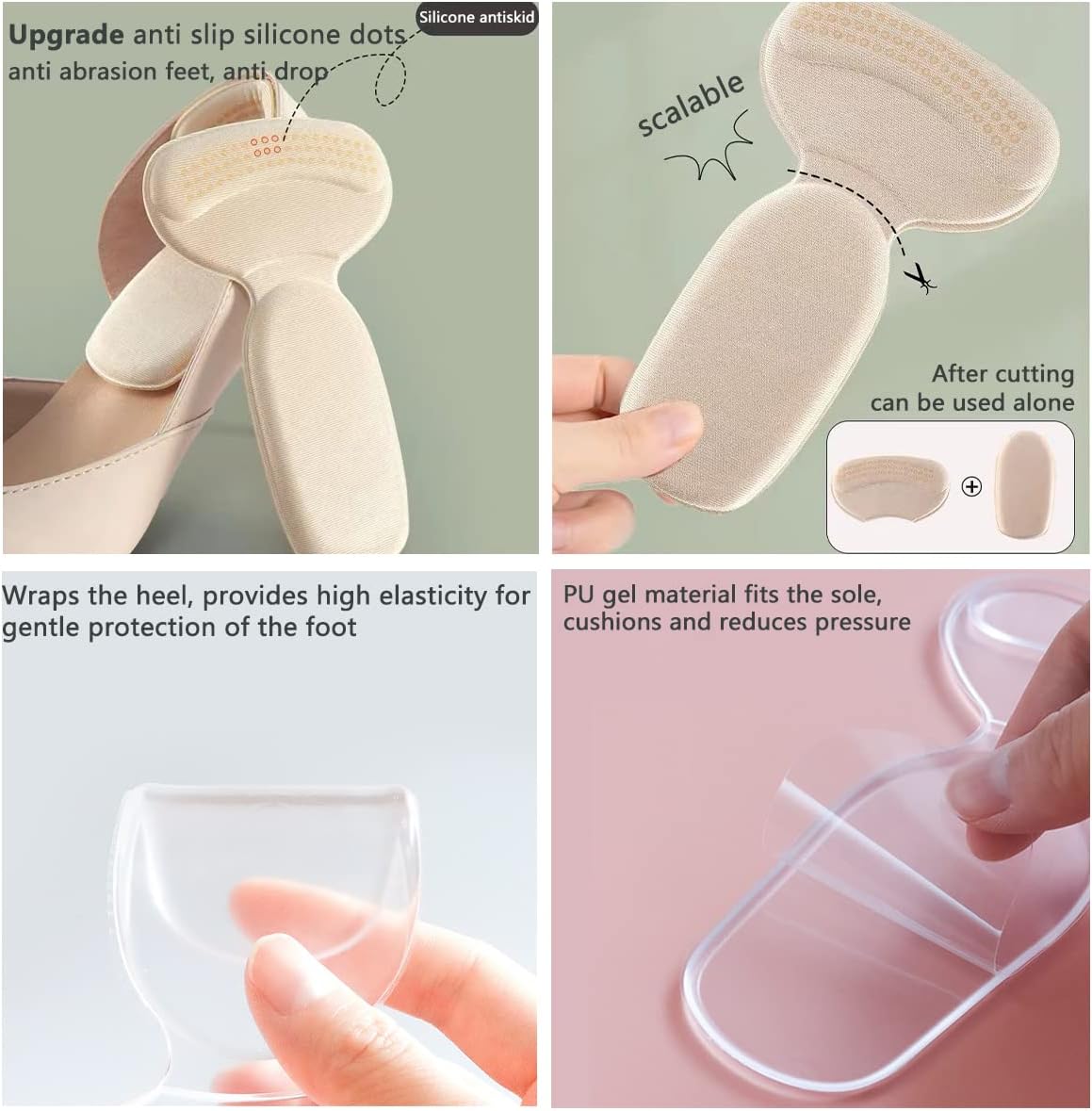 Cojines de talón para zapatos, almohadillas de talón para zapatos que son demasiado grandes, cojines de talón para mujeres y hombres, parte