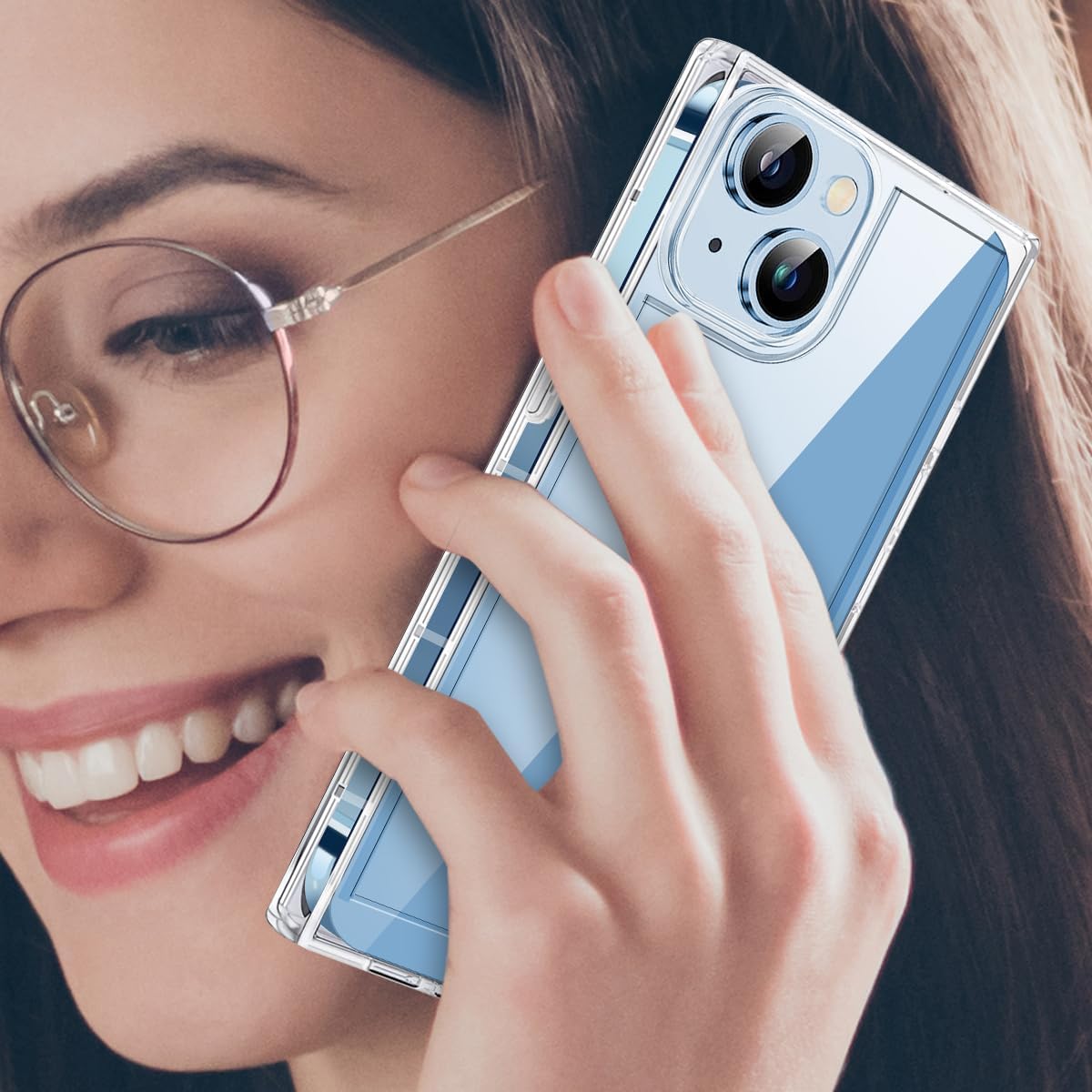 Funda cuadrada compatible con iPhone 15 de 6.1 pulgadas, funda transparente con esquinas cuadradas reforzadas, TPU suave + policarbonato a prueba de
