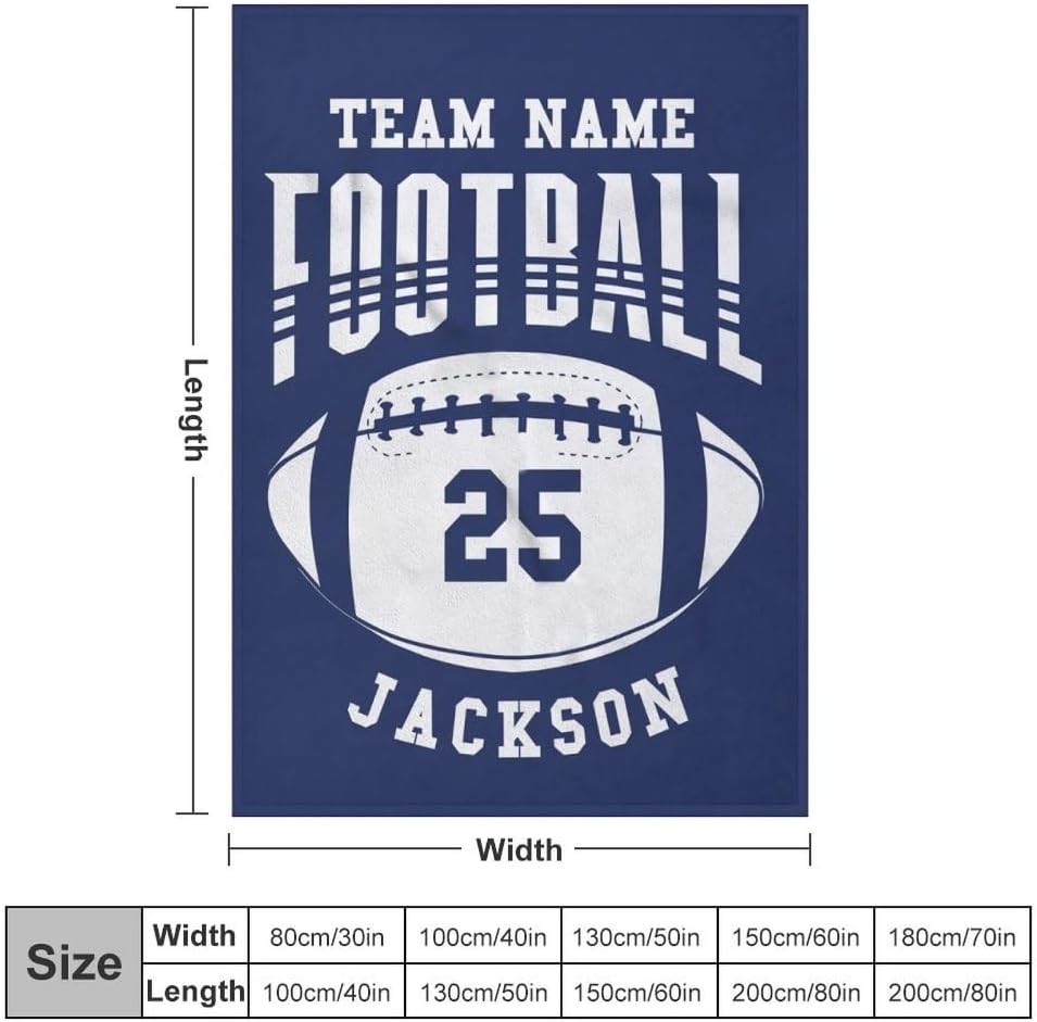 Manta de fútbol personalizada, manta de forro polar suave y acogedora del equipo de fútbol, regalo de fútbol personalizado para niños, papá, marido,