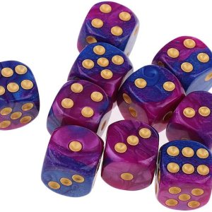 10 dados poliédricos D6 de 0.632 pulgadas de acrílico para juegos de mesa RPG MTG DND (morado y azul) 10 dados poliédricos D6 de 0.632 pulgadas de acrílico para juegos de mesa RPG MTG DND (morado y azul)