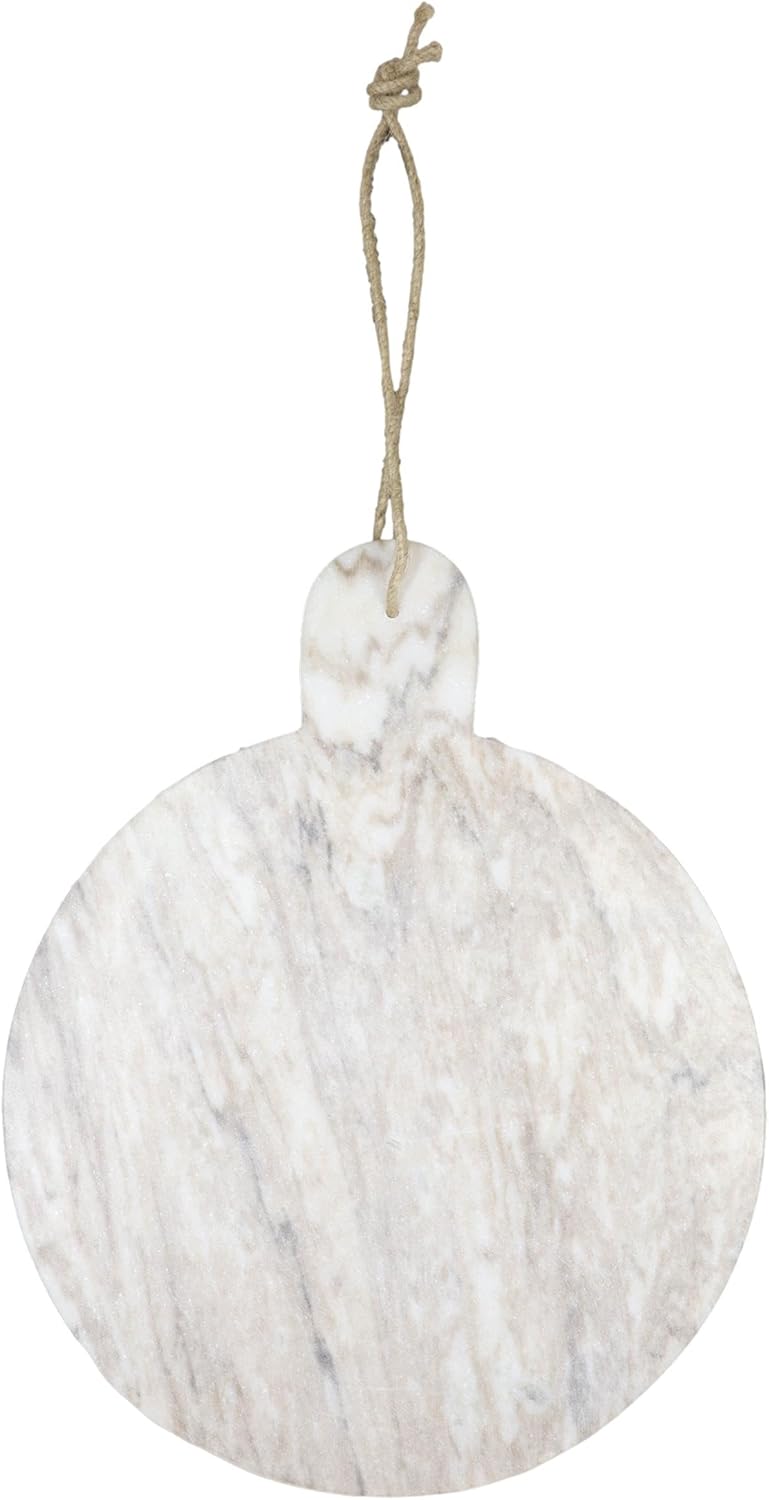 Ebros Gift Moderna y elegante bandeja de cortar redonda de mármol natural veteado gris y blanco de 15 pulgadas de largo Charcutería Hors D’oeuvres