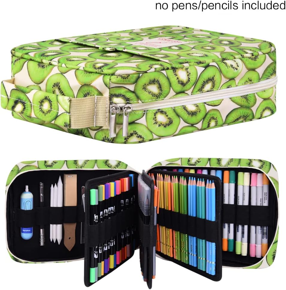qianshan Ranura para estuche para lápices, capacidad para 202 lápices de colores o 136 bolígrafos de gel con cierre de cremallera, organizador de