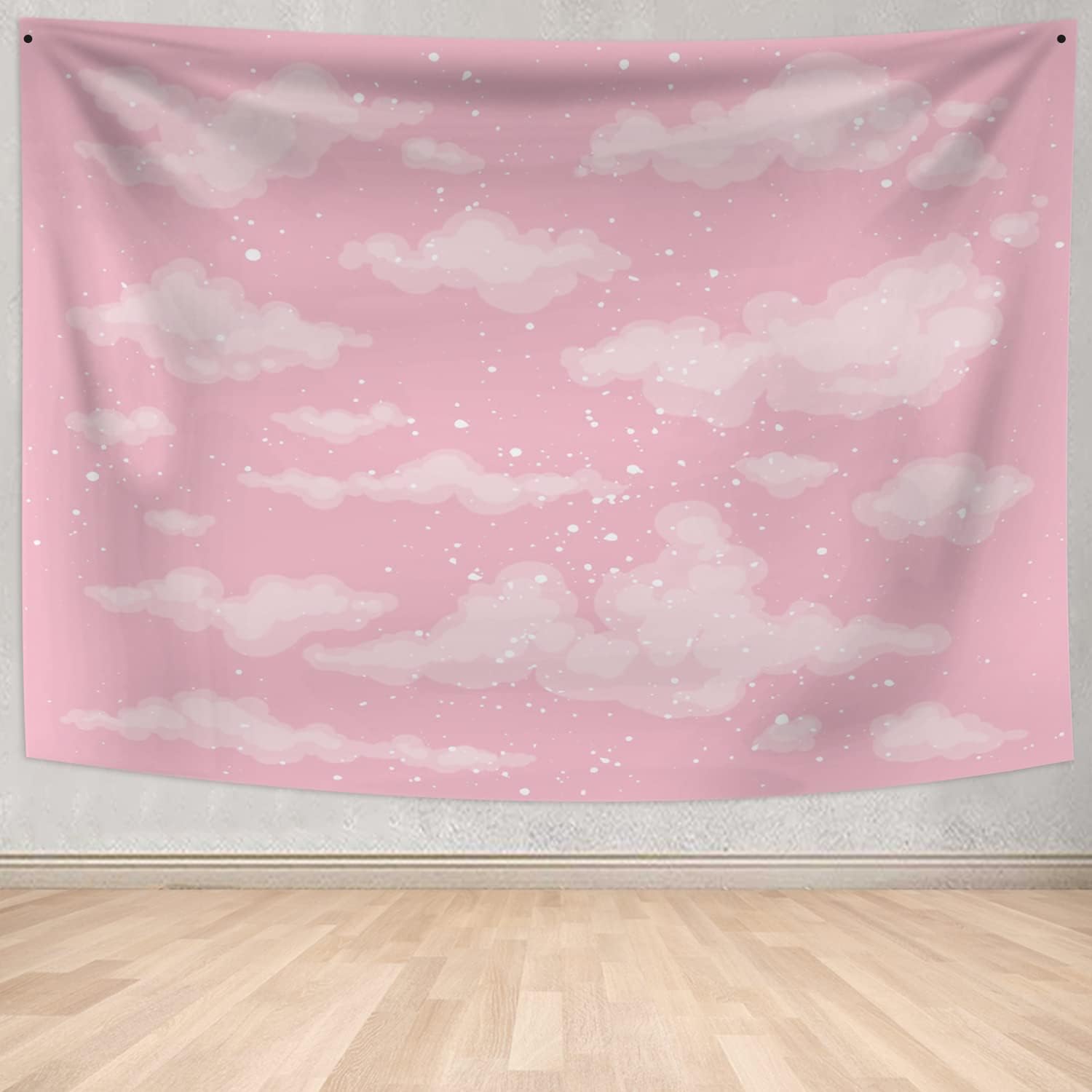 Tapiz de cielo rosa claro pastel, tapiz estético de nube blanca, tapiz de paisaje natural, tapiz para colgar en la pared para adolescentes, niñas,