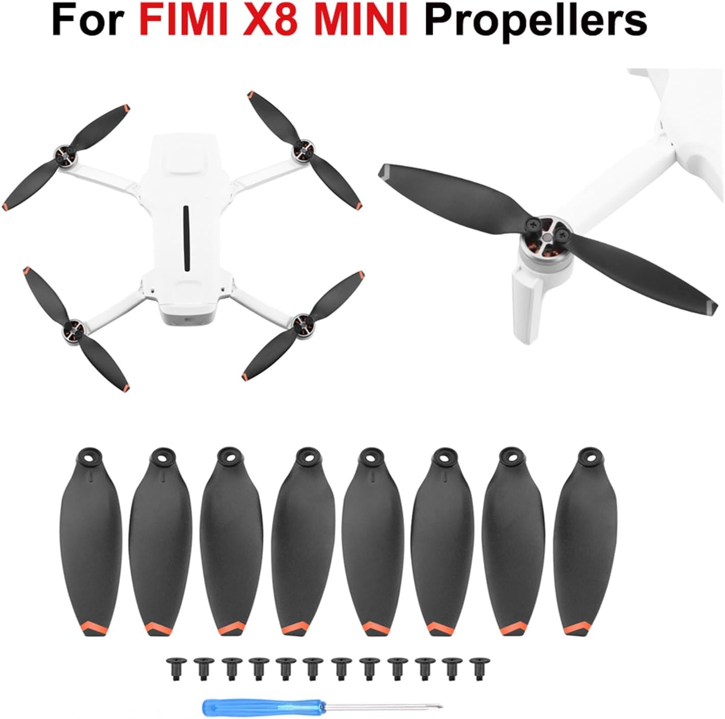 SeiZed Drone Propeller for FIMI X8 Mini Blade Props Spare Parts Quick-Release Low Noise CWCCW Propeller Accessory (Color  Orange Edge)