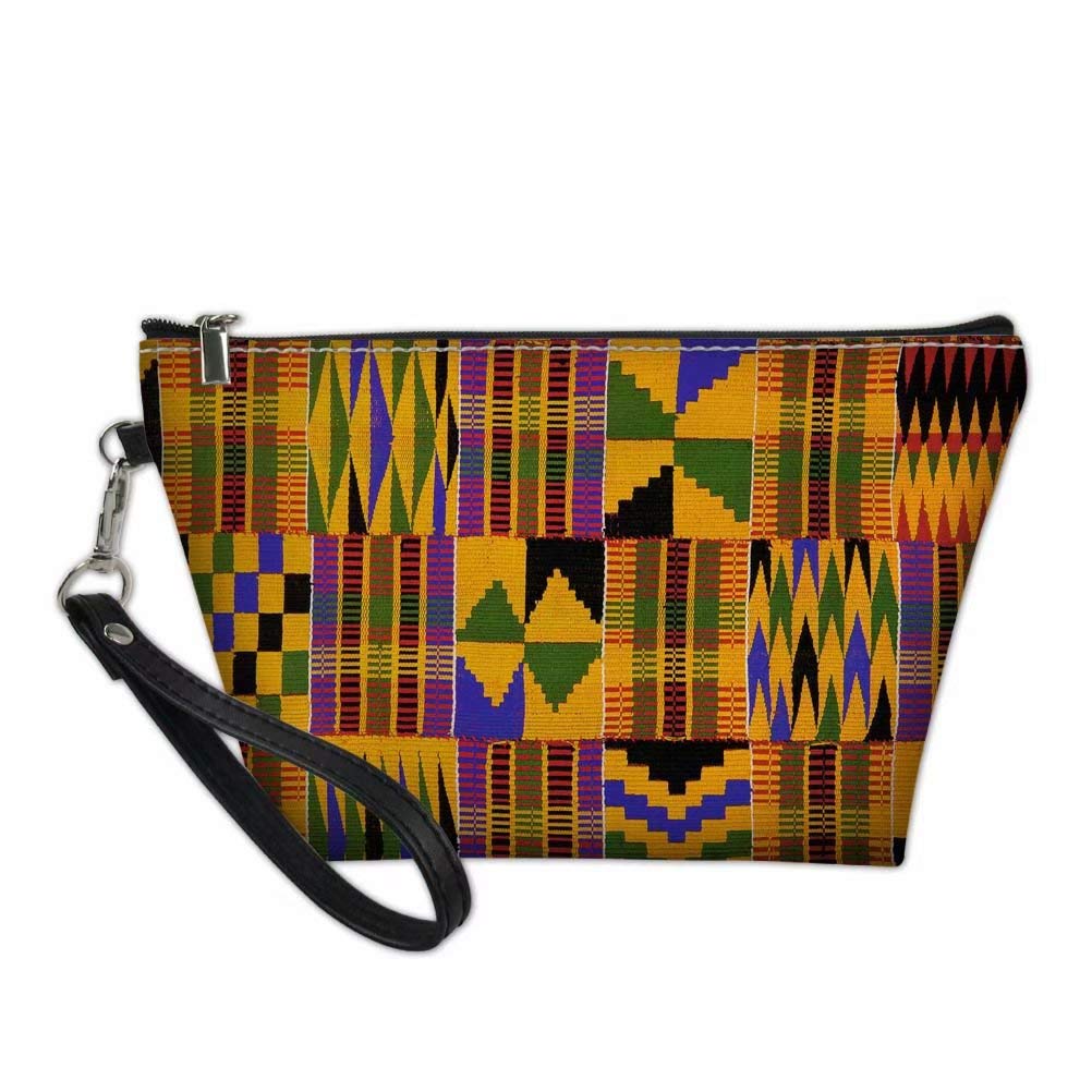 FOR U DESIGNS Bolsa de cosméticos de aseo de estilo tribal africano para mujer, bolsa de maquillaje de viaje, bolsa con cremallera