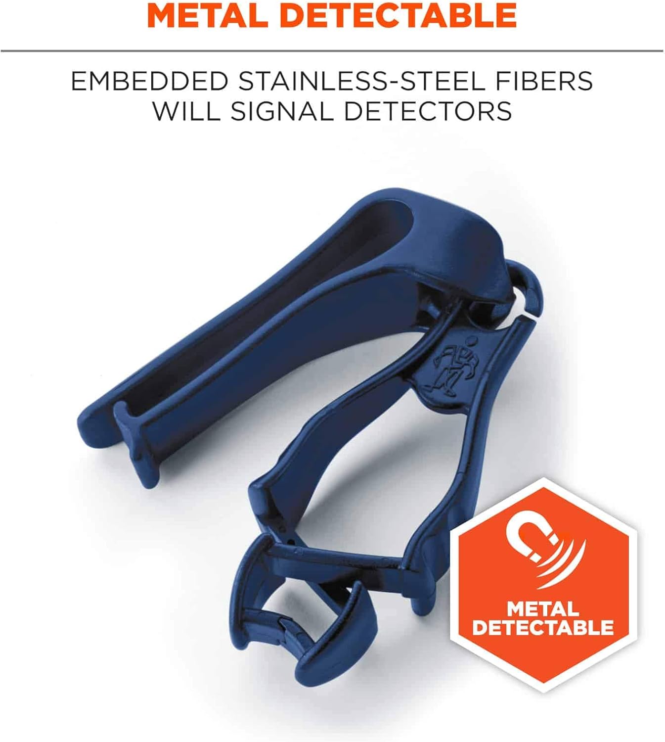 Ergodyne Squids 3405MD – Pinza para guante detectable de metal con soporte para cinturón, azul profundo, 1 unidad (paquete de 1)
