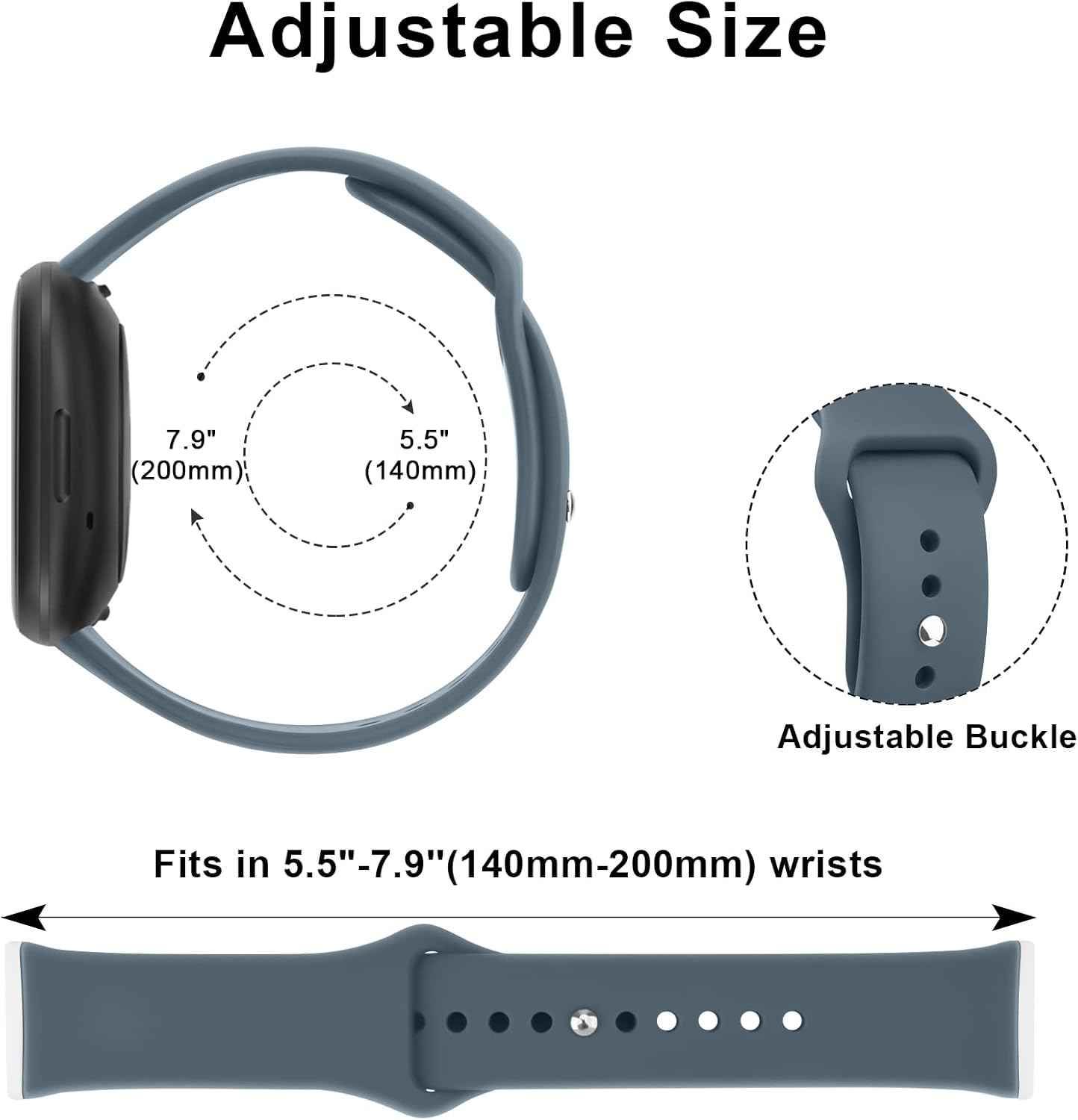 Vancle Bandas de silicona compatibles con Fitbit Versa 4 BandsVersa 3 BandsSense 2 BandsFitbit Sense Bands, Classic Soft Sport Band Correa de