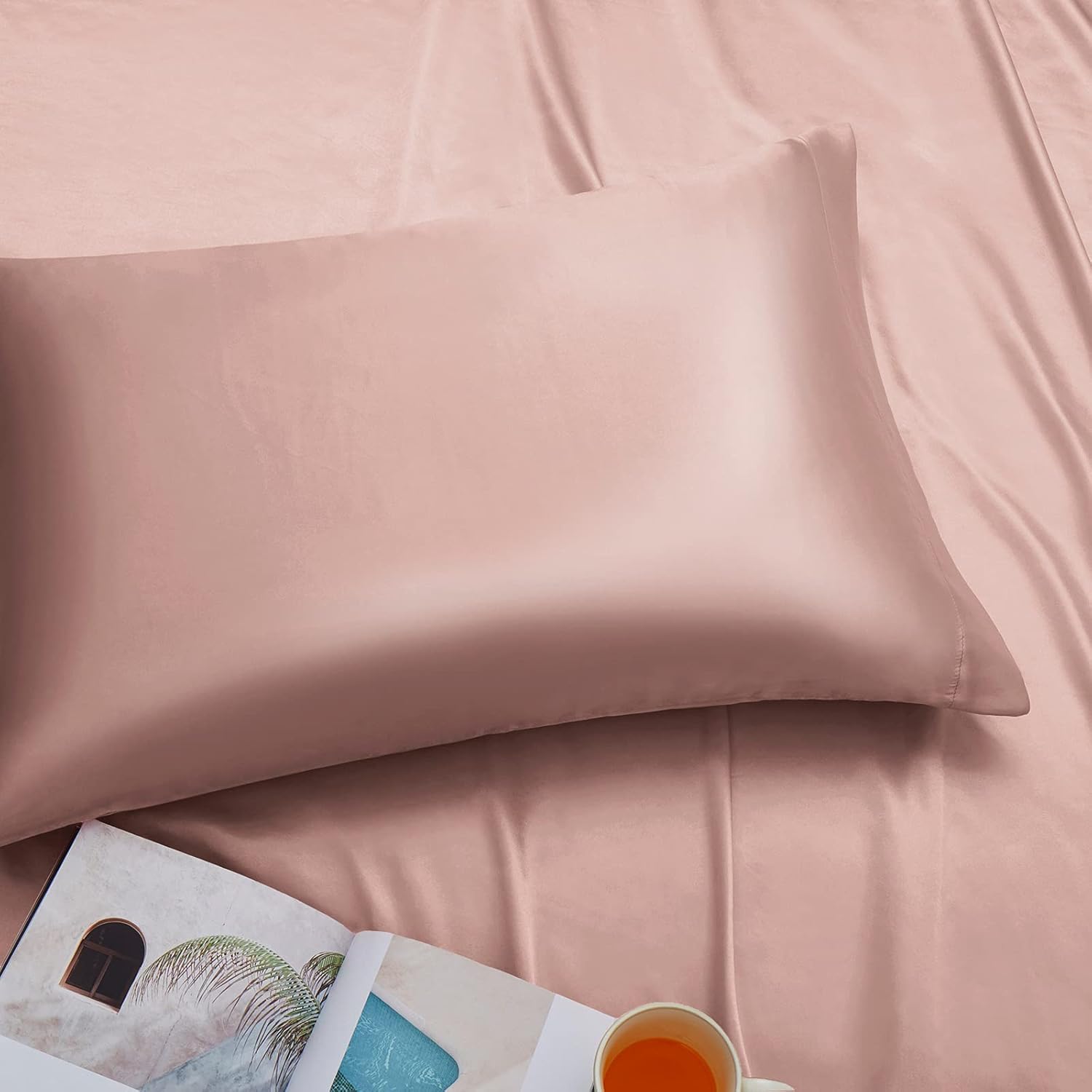 Ersmak Juego de 2 fundas de almohada de satén tamaño Queen, ultra suaves y sedosas para cabello y piel, resistentes a las arrugas a la decoloración