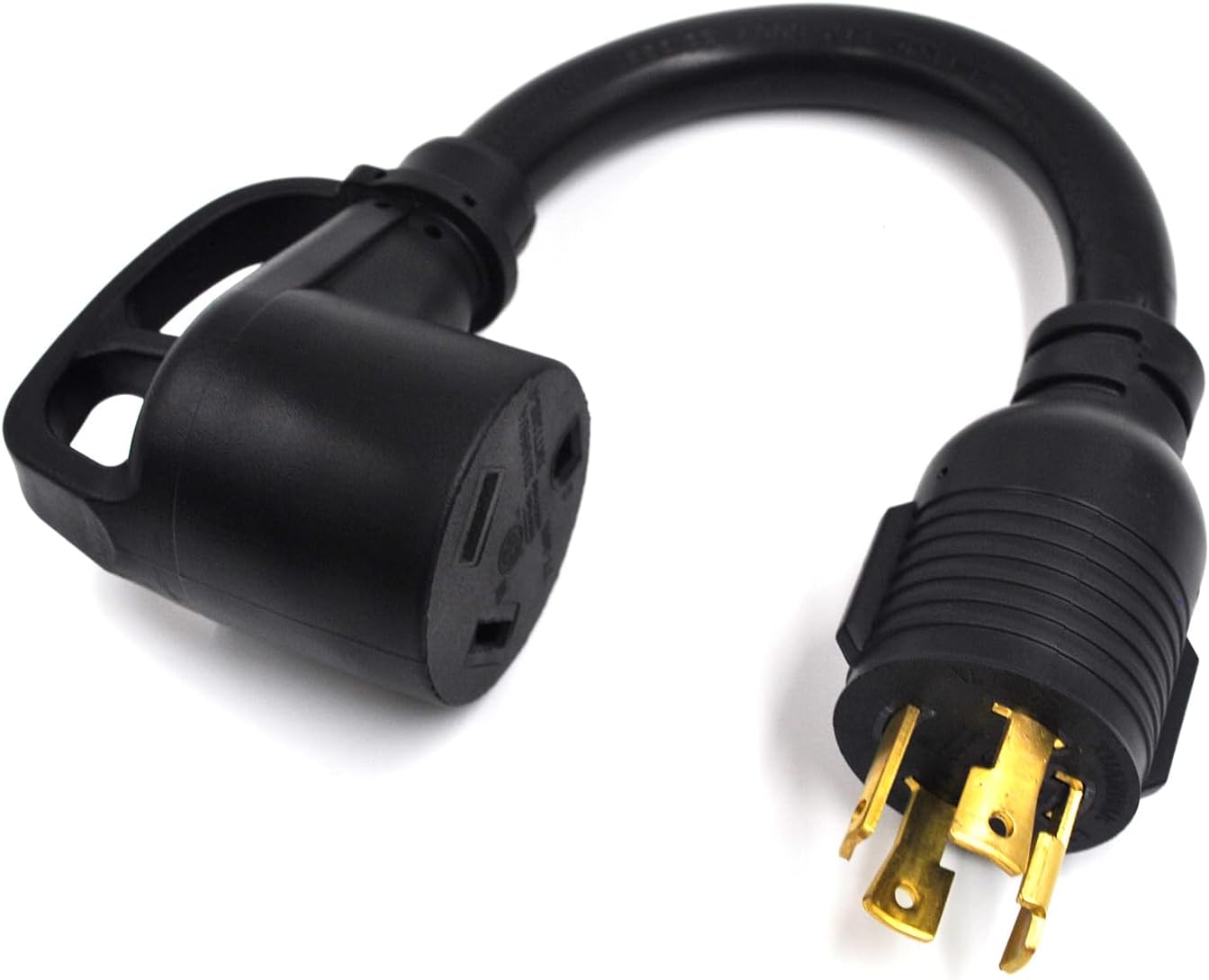 Cable adaptador de generador RV de 4 clavijas a 30 amperios con mango de agarre, bloqueo giratorio L14-30P macho a TT-30R hembra, resistente STW 10