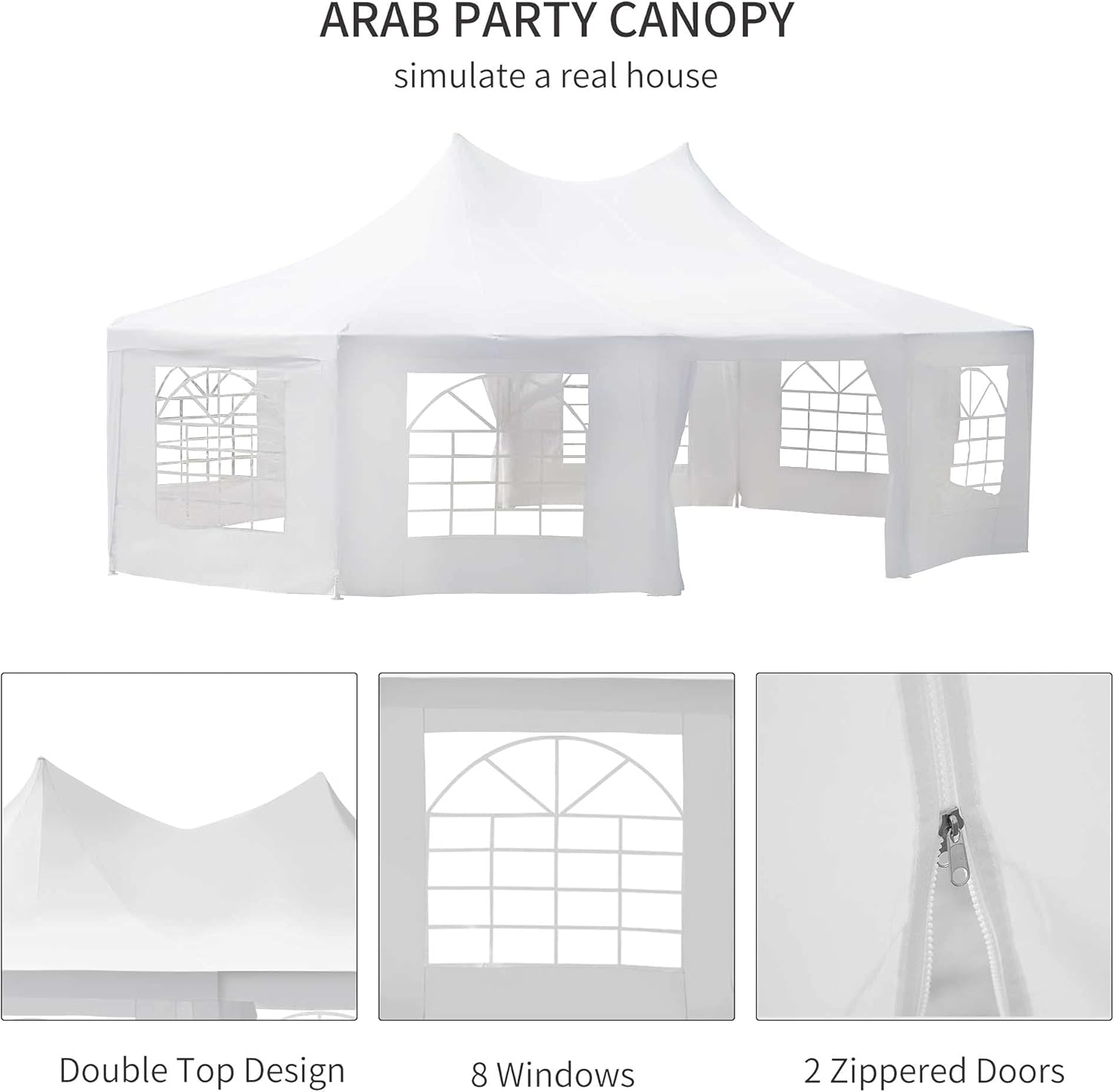Outsunny. Carpa tipo gazebo con 10 paredes, ideal para fiestas. De 29 x 21 pies.