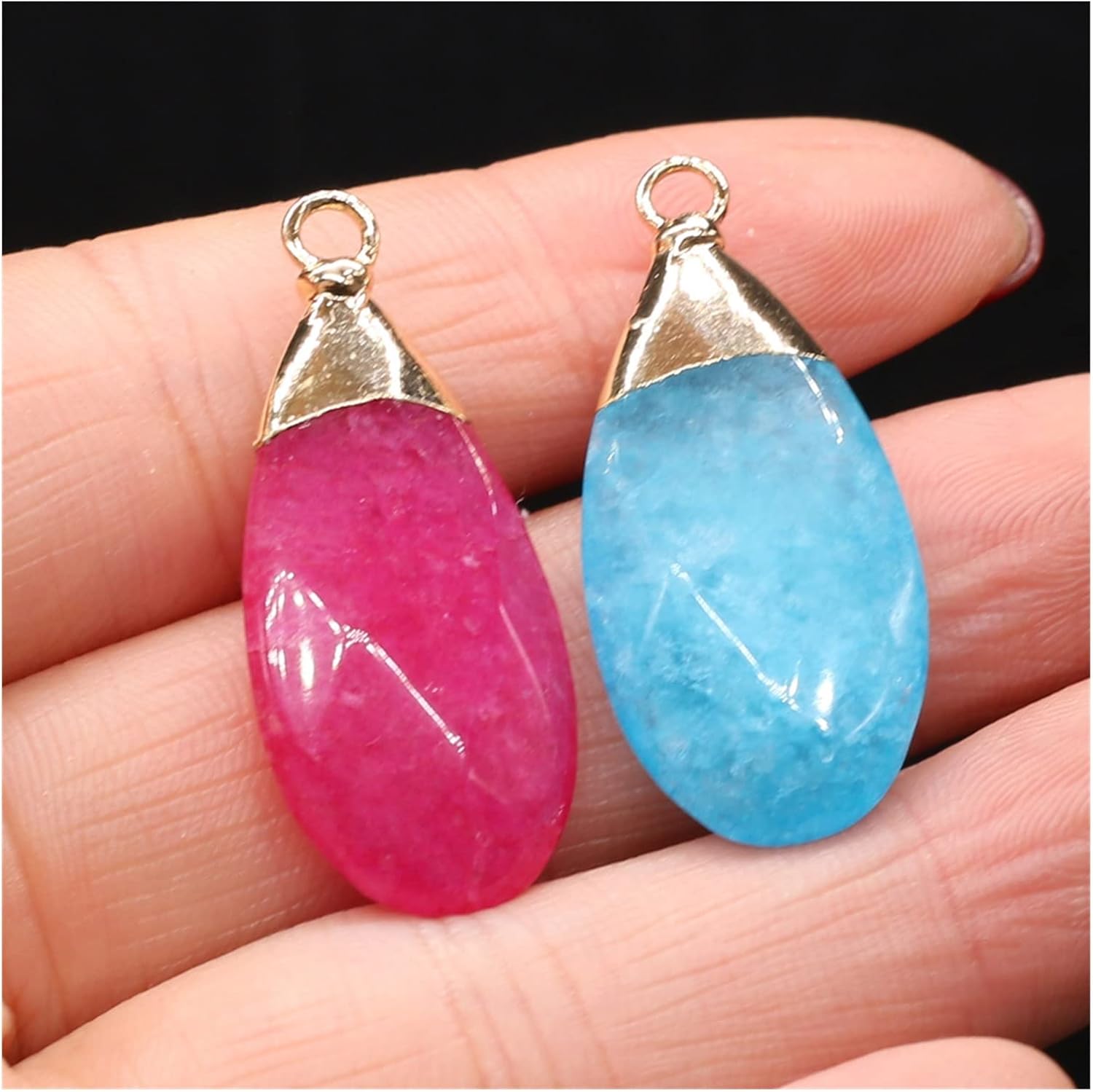 1pcs Natural White Jades Flash Labradorite Pendant Charm Stone Pendants DIY for Necklace Earring or Jewelry Making Size 34x15mm Natural Stone (Size