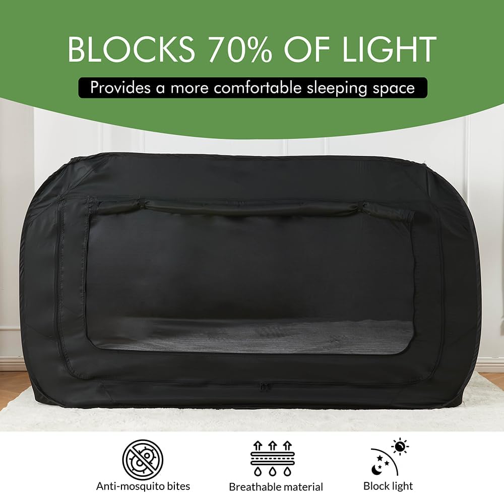 HFYJ – Tienda de campaña desplegable para cama de privacidad, relajación sin mosquitos y comodidad transpirable con grandes entradas de malla doble