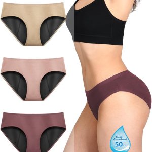 Ropa interior de período para mujer, de flujo pesado, suave, absorbente, para período, ropa interior a prueba de fugas Ropa interior de período para mujer, de flujo pesado, suave, absorbente, para período, ropa interior a prueba de fugas