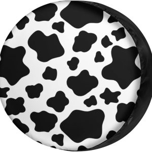 Foruidea Funda para neumático de repuesto con estampado de vaca blanca, a prueba de polvo, para remolque, RV, SUV y muchos vehículos, 18 pulgadas Foruidea Funda para neumático de repuesto con estampado de vaca blanca, a prueba de polvo, para remolque, RV, SUV y muchos vehículos, 18 pulgadas