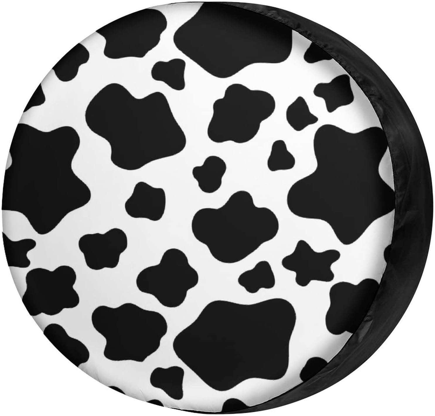 Foruidea Funda para neumático de repuesto con estampado de vaca blanca, a prueba de polvo, para remolque, RV, SUV y muchos vehículos, 18 pulgadas