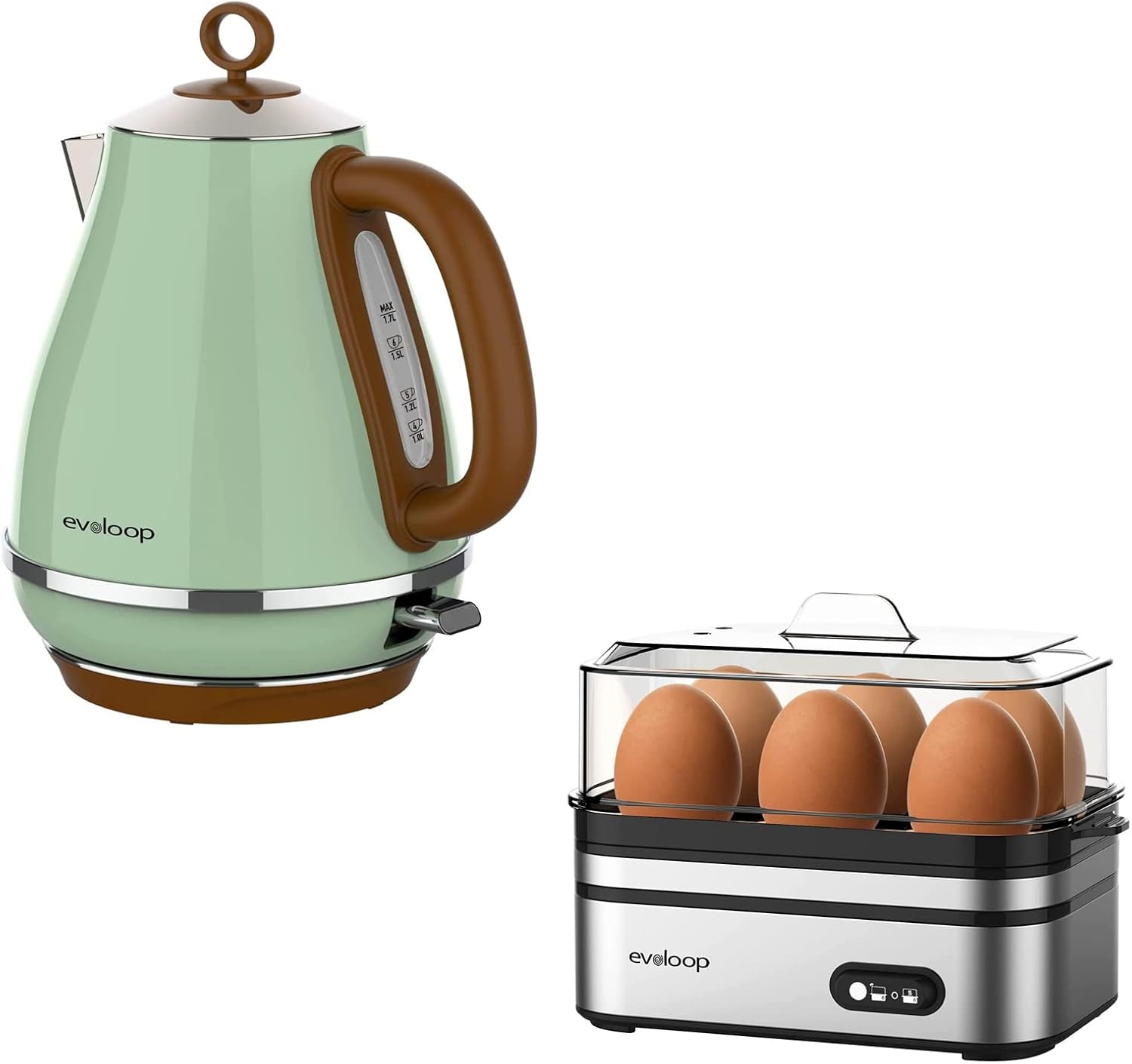 Rapid Egg Cooker eléctrico 6 huevos con hervidores eléctricos Evoloop 1.7L