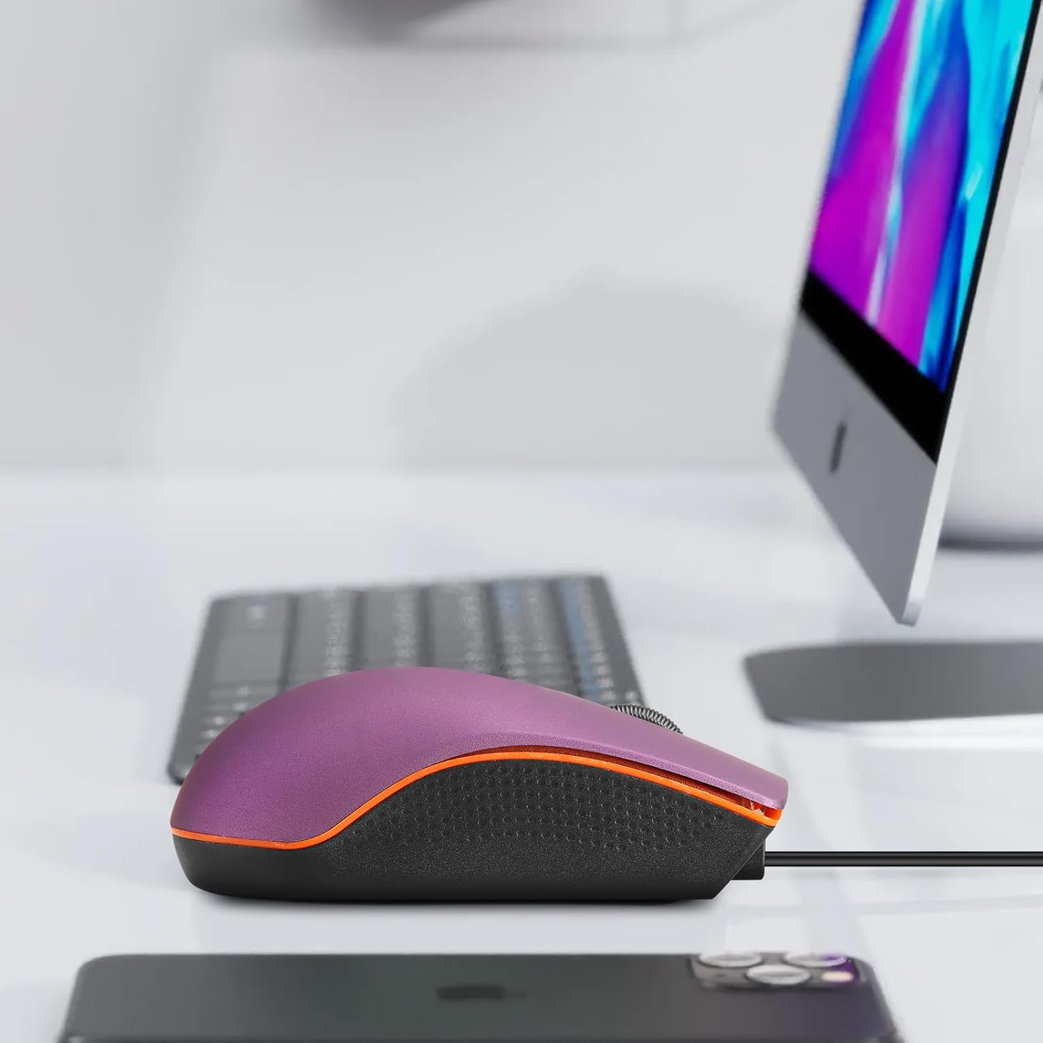 Guiheng Ratón con cable, mouse USB con cable para mano derecha o izquierda, mouse ergonómico de computadora con clics duraderos para PC,
