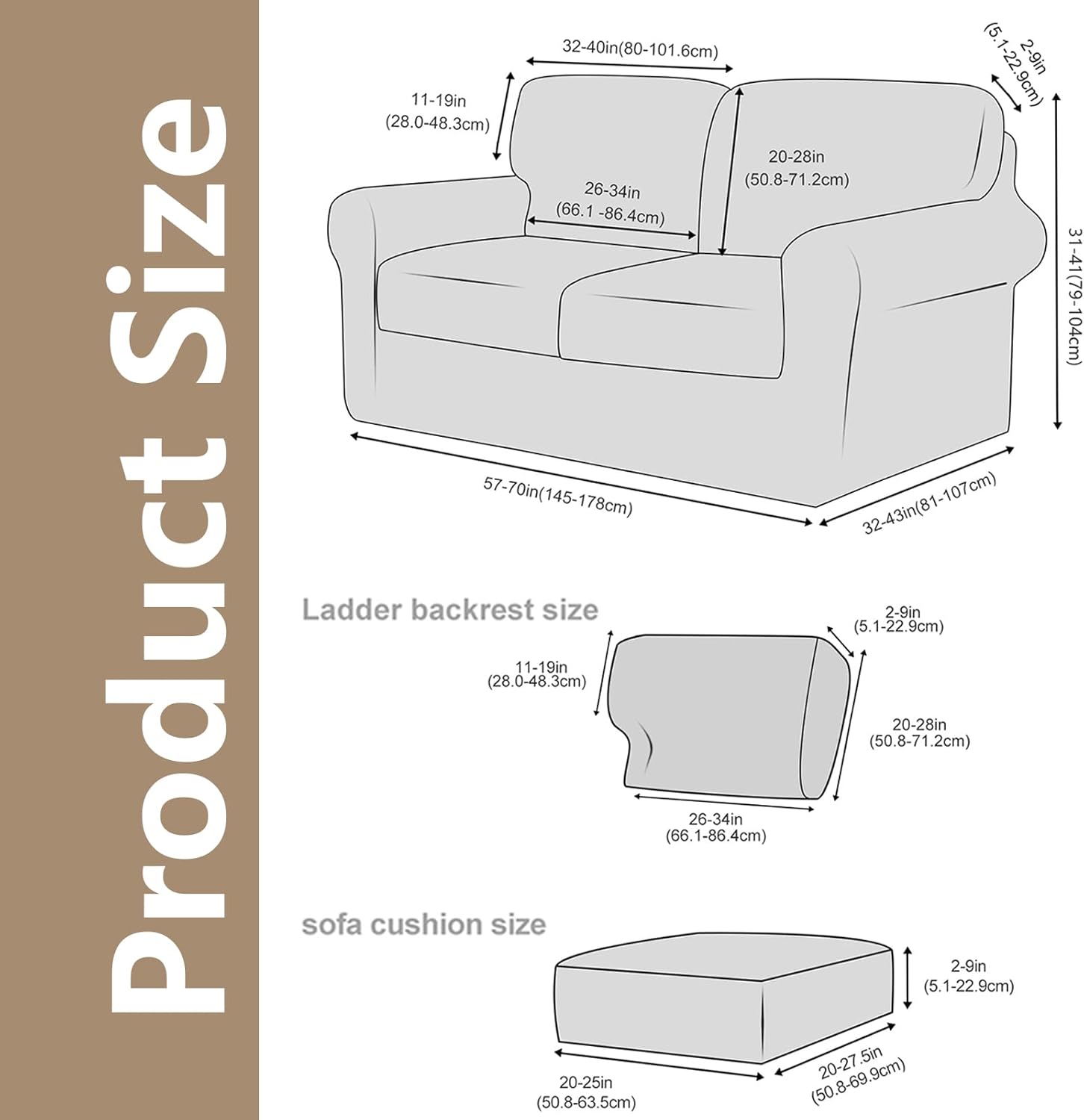 AkbiK Fundas para sofá, 357 piezas, fundas de terciopelo elástico de felpa para sofá de 3 cojines, protector de muebles suave antideslizante para