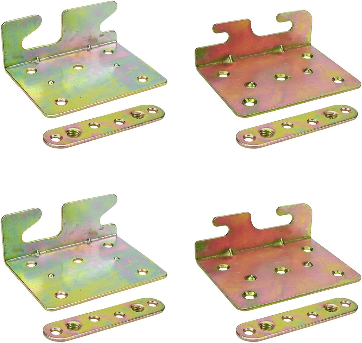 4 soportes de riel de cama universales para marco de cama de madera, cabeceros y estribos, tornillos incluidos