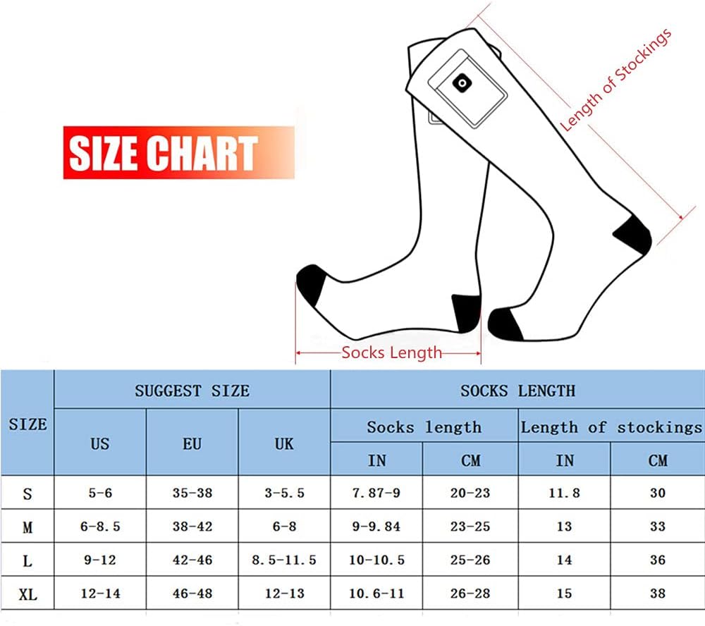 Savior Heat Calcetines eléctricos, recargables para hombres y mujeres, calentadores de pies de invierno, adecuados para trabajo al aire libre,