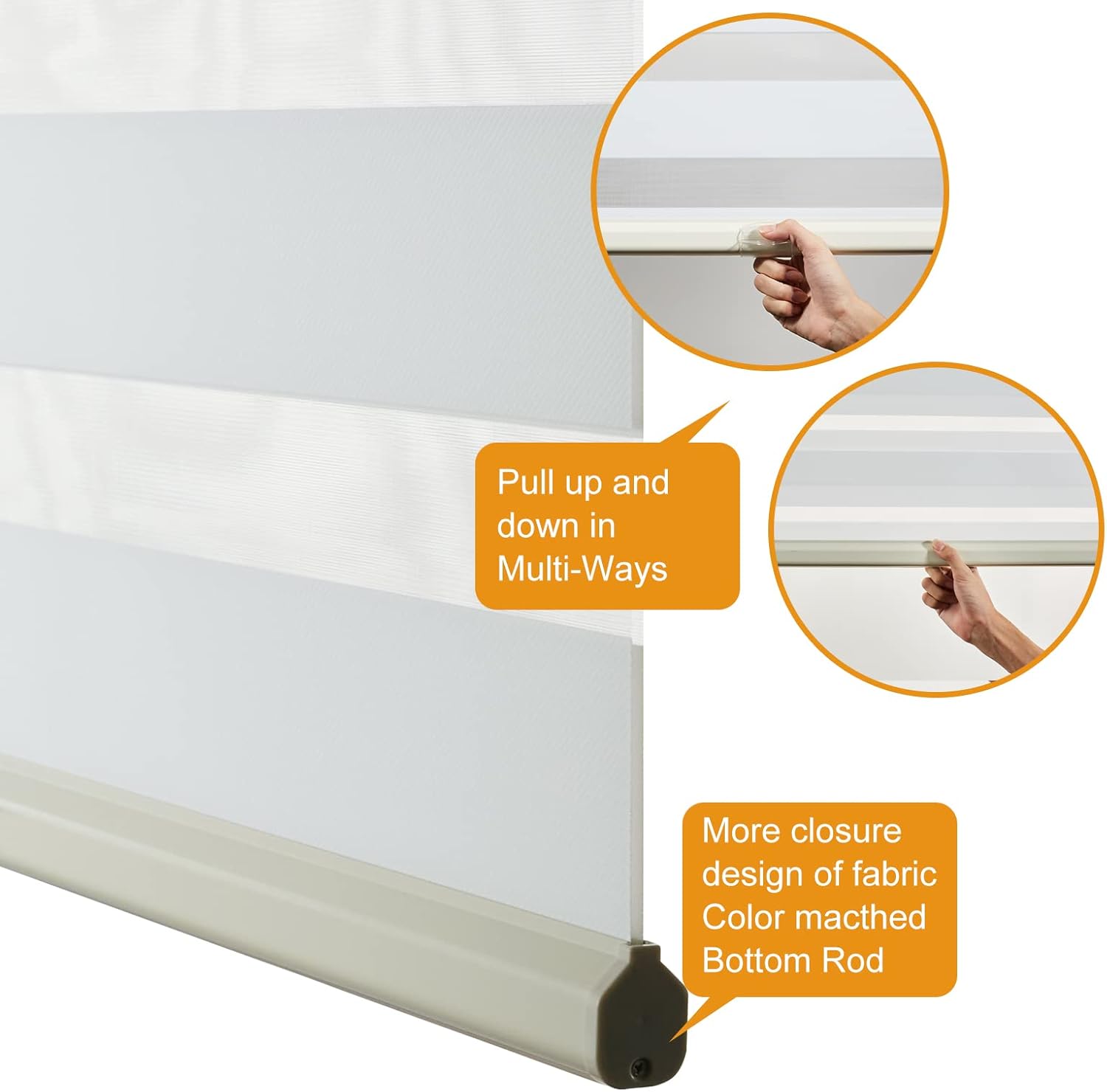 Persilux Persianas sin cordones estilo cebra para ventanas, sin cordones, 35 pulgadas de ancho x 47 pulgadas de alto, control de luz de doble capa