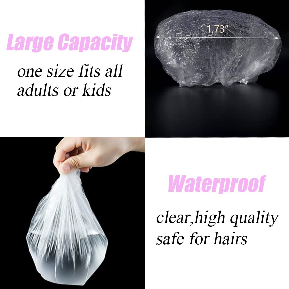 Gorros de ducha desechables extra grandes, gorro de baño de plástico transparente grueso impermeable para mujeres, accesorios esenciales de viaje de