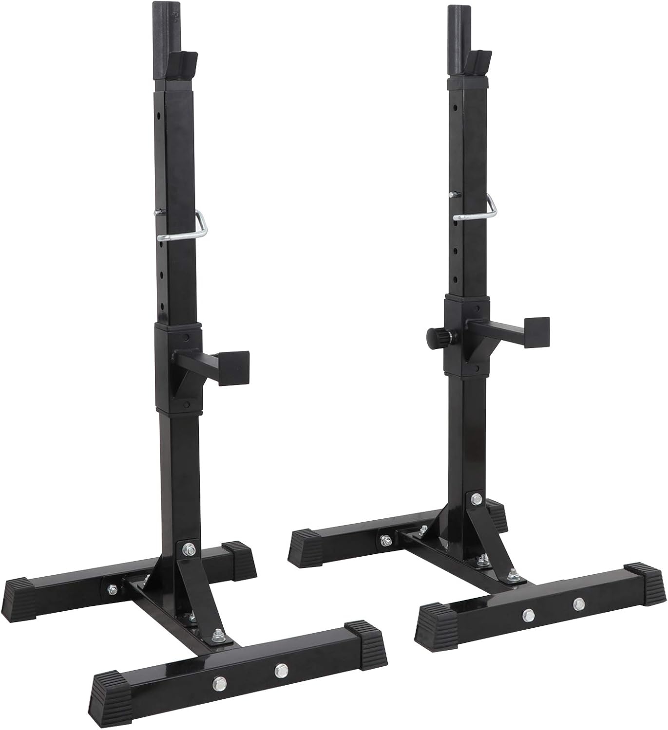 F2C Par de soportes de prensa de acero robusto y tamaño ajustable para levantamiento de peso libre en cuclillas para gimnasio. Soporte portátil de